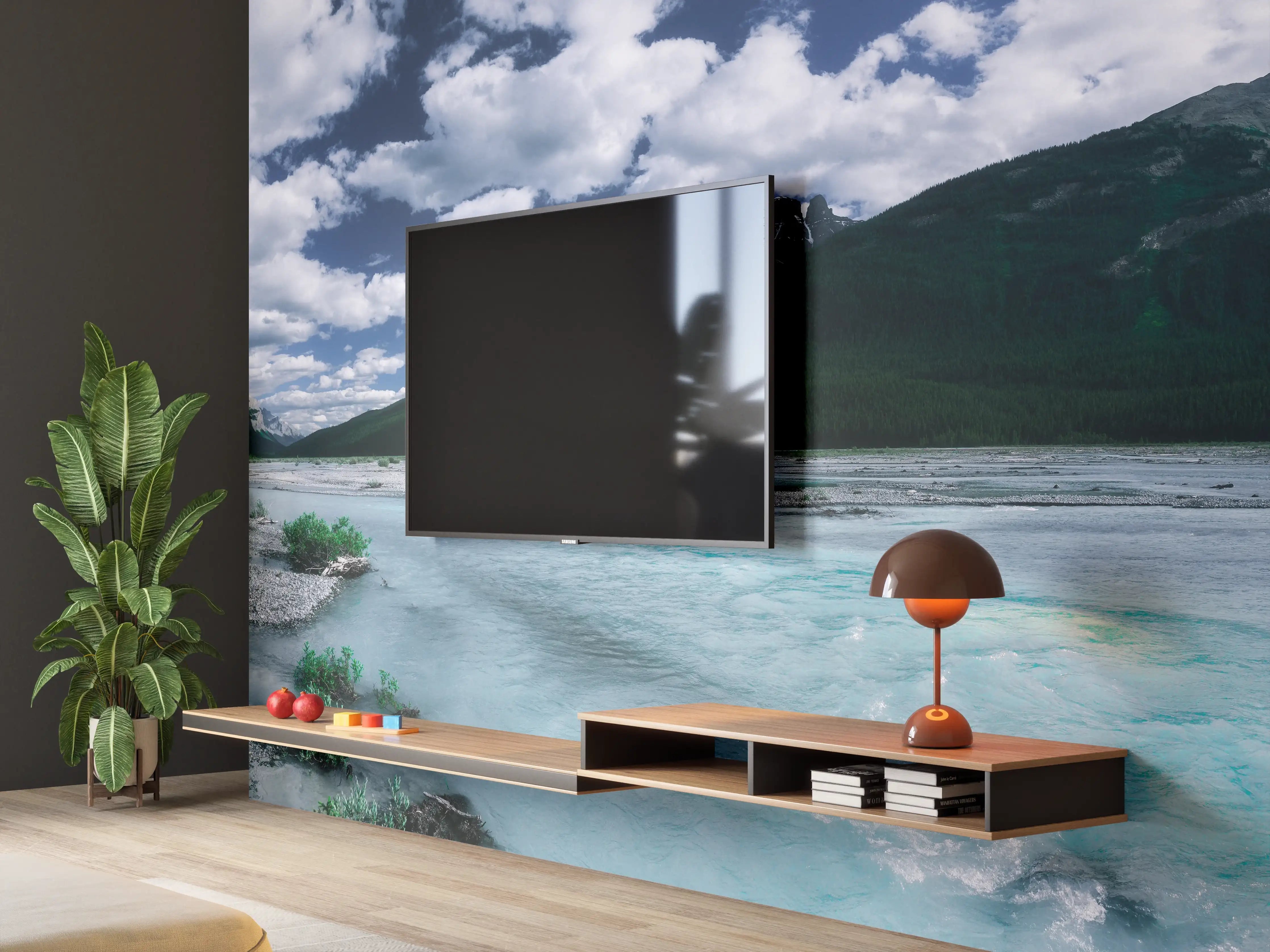 Wandverkleidung Wohnzimmer - Dramatische Landschaft entlang des Icefields Parkway