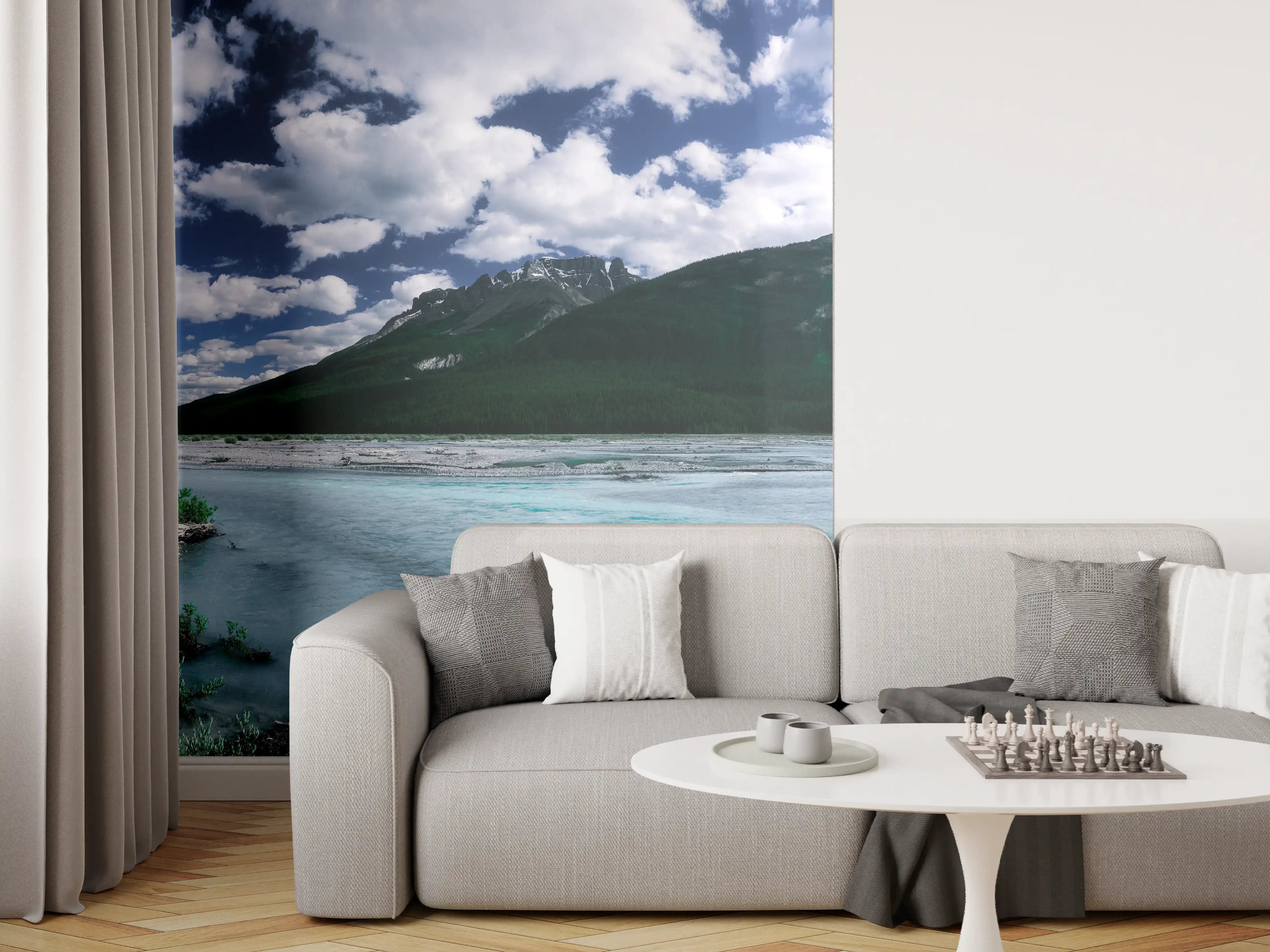 Wandverkleidung Wohnzimmer - Dramatische Landschaft entlang des Icefields Parkway