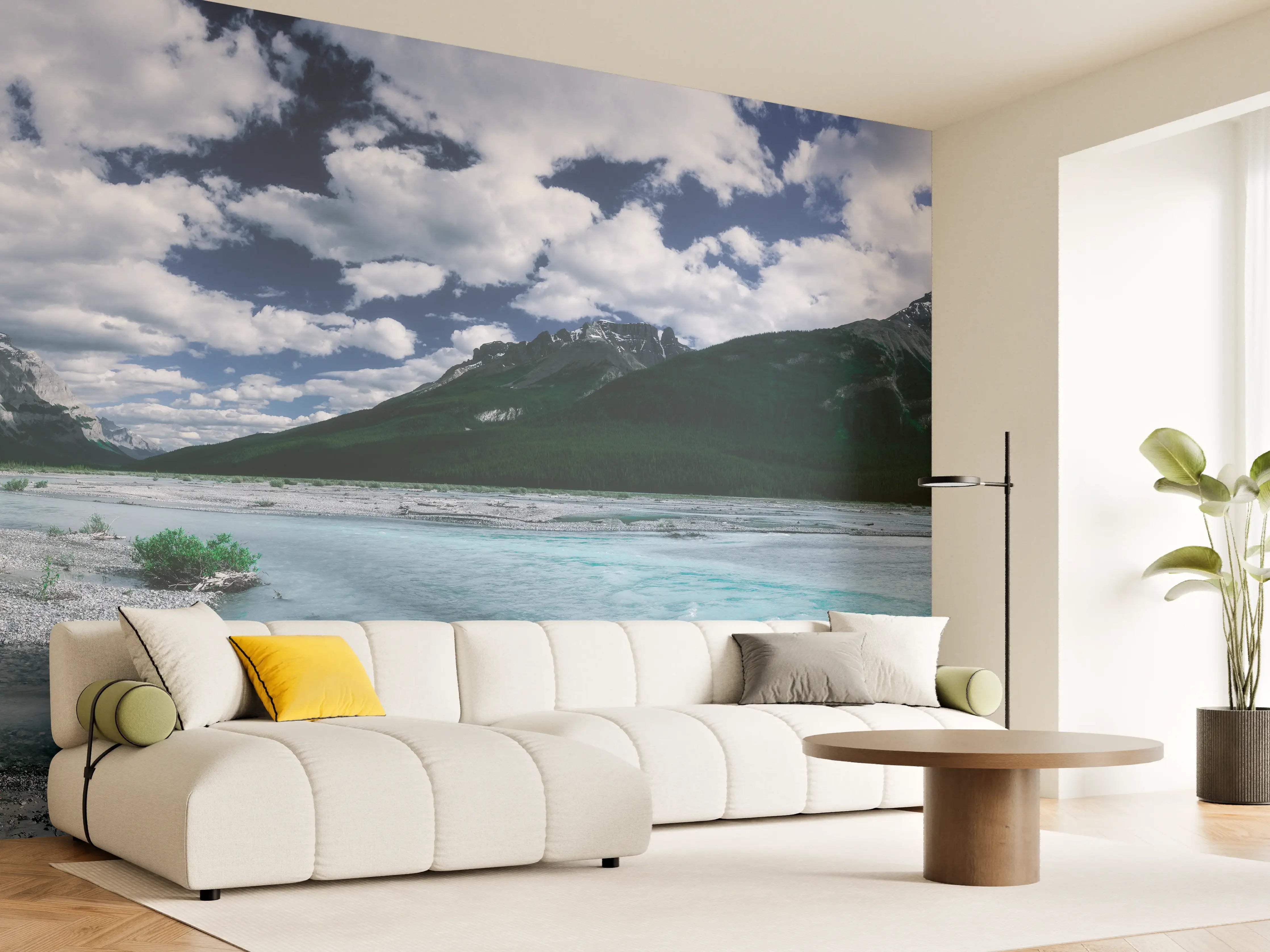 Wandverkleidung Wohnzimmer - Dramatische Landschaft entlang des Icefields Parkway