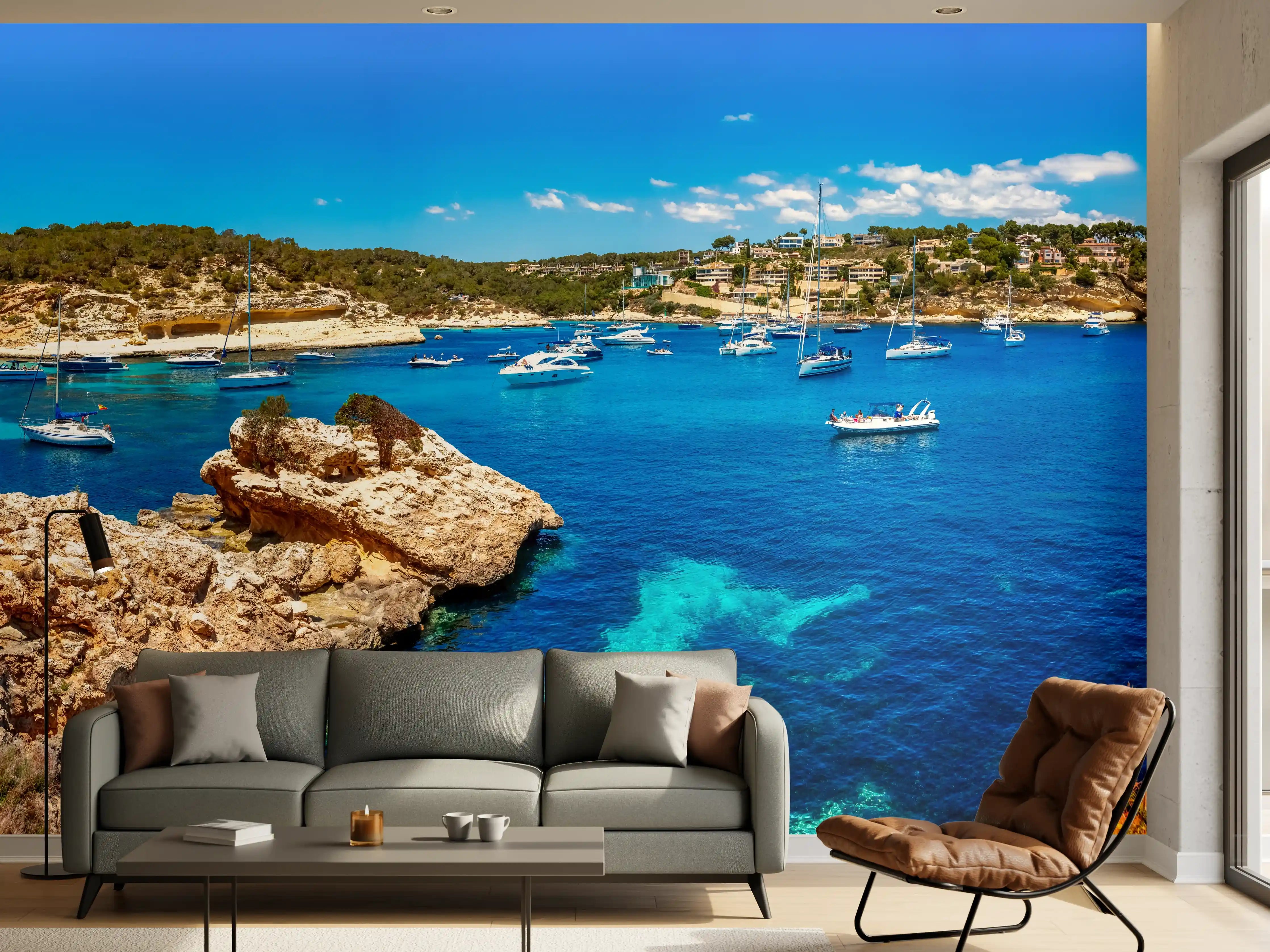 Wandverkleidung Wohnzimmer - Drei Finger Bucht (Mallorca)