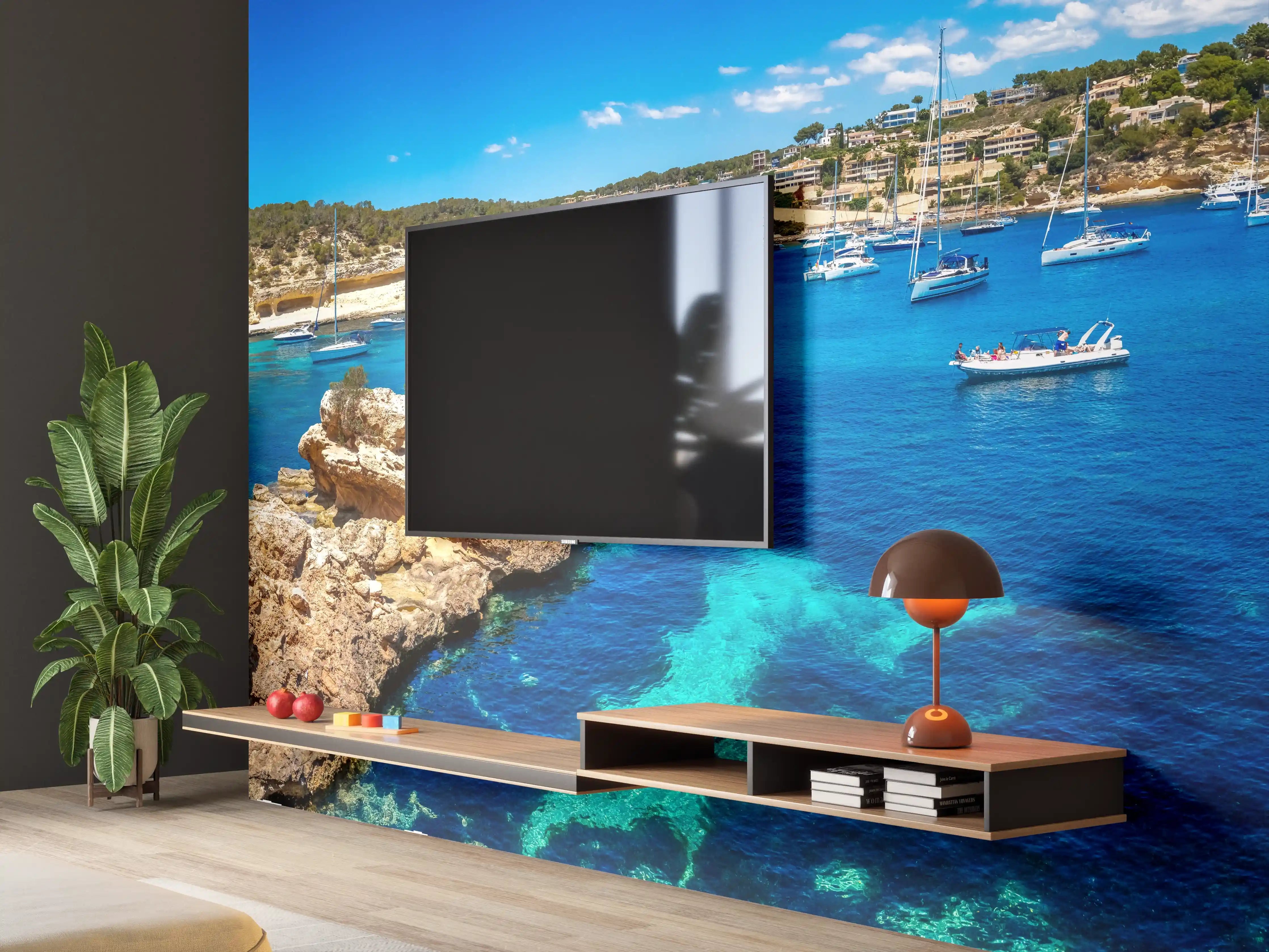 Wandverkleidung Wohnzimmer - Drei Finger Bucht (Mallorca)