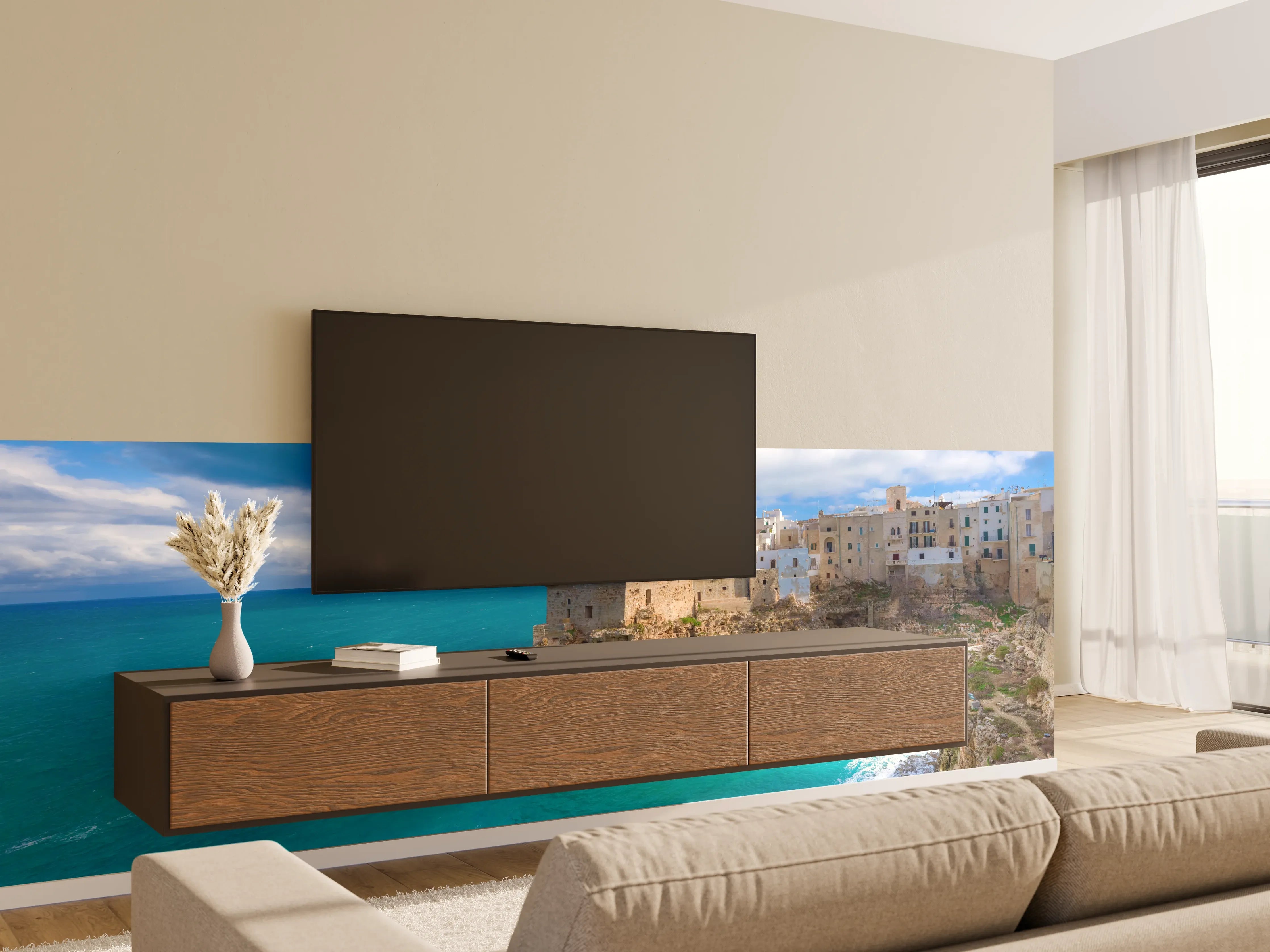 Wandverkleidung Wohnzimmer - Drohnensicht - Polignano