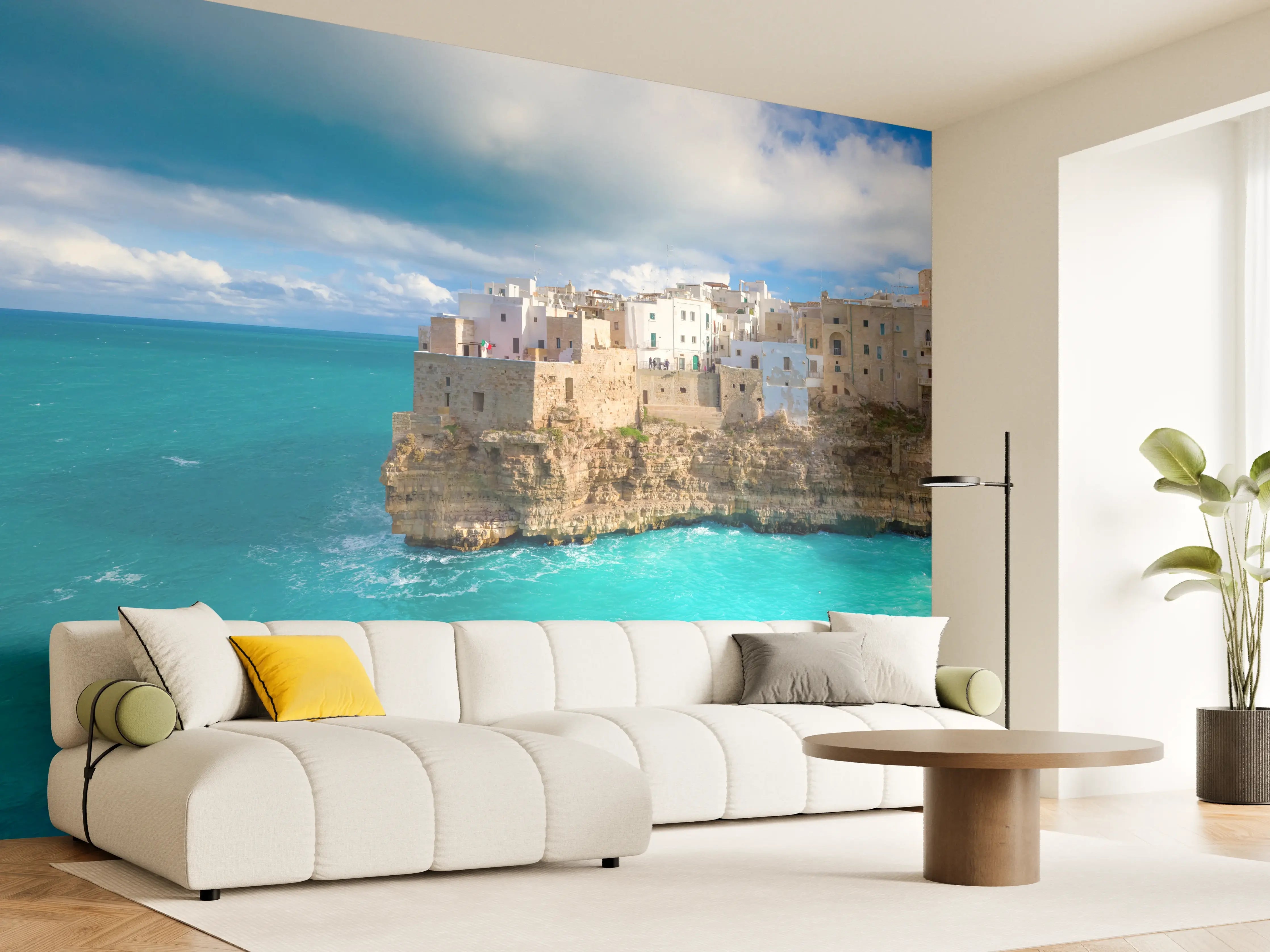 Wandverkleidung Wohnzimmer - Drohnensicht - Polignano