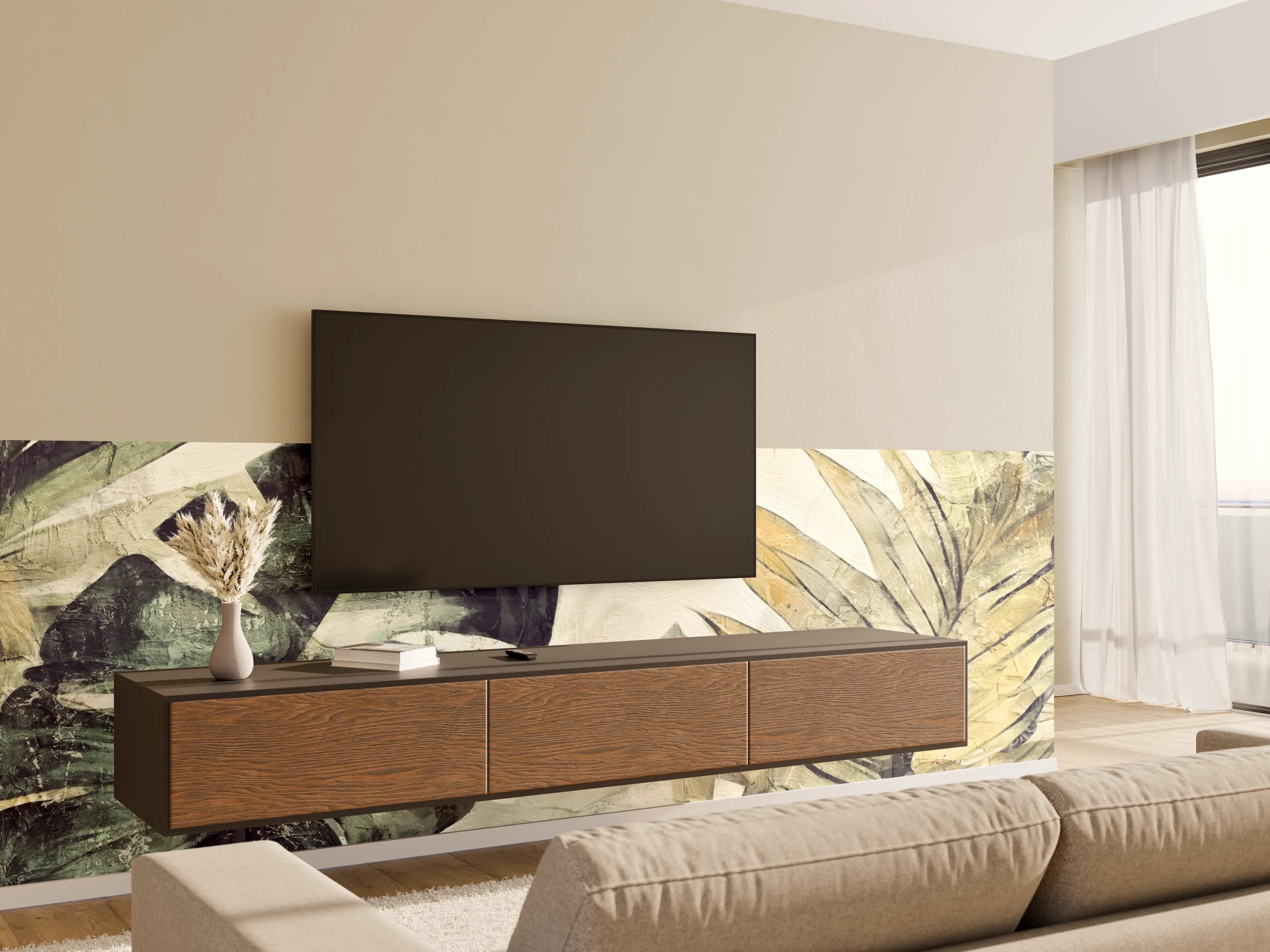 Wandverkleidung Wohnzimmer - Dschungel inspiriert Wanddekoration