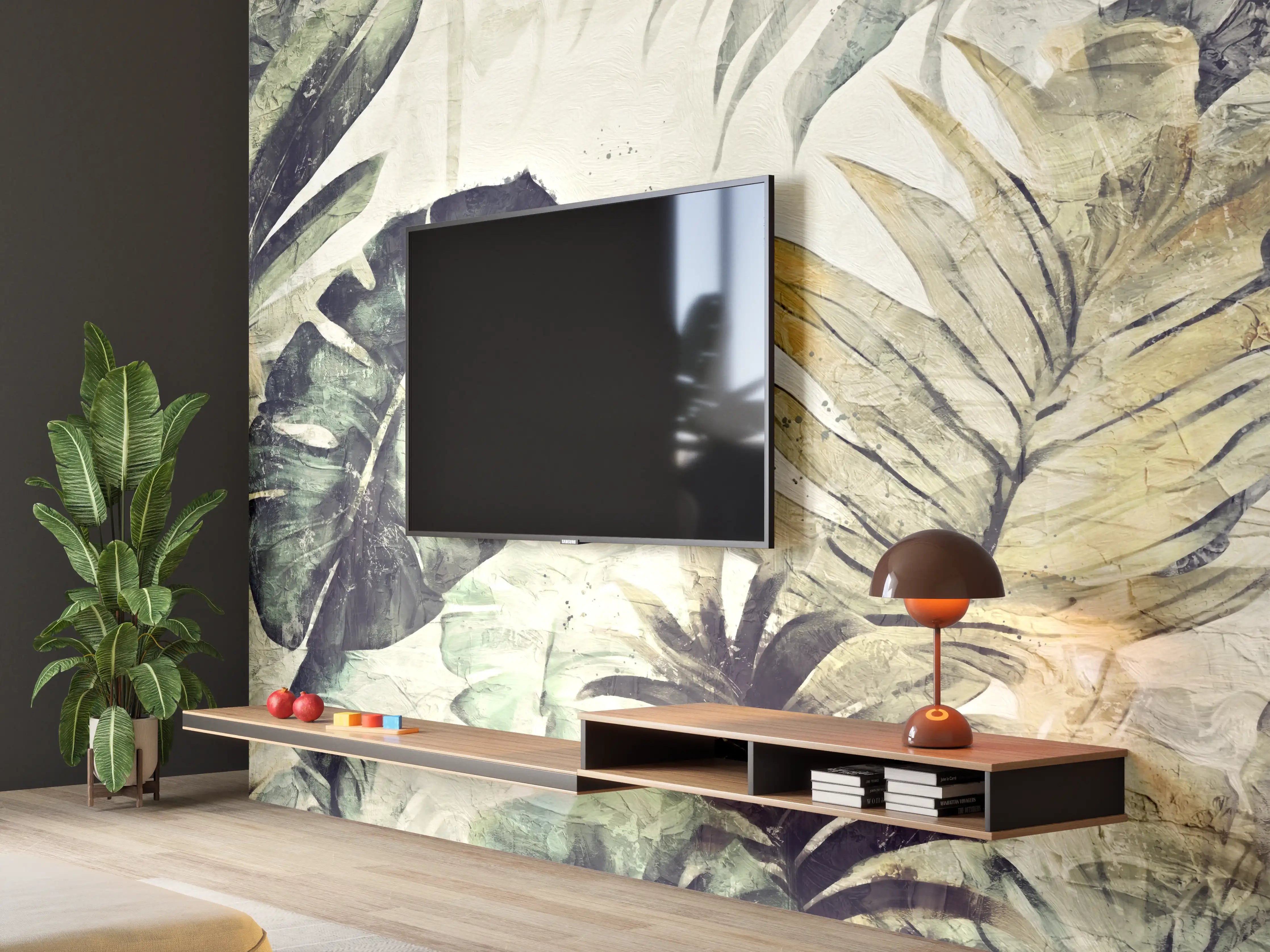Wandverkleidung Wohnzimmer - Dschungel inspiriert Wanddekoration