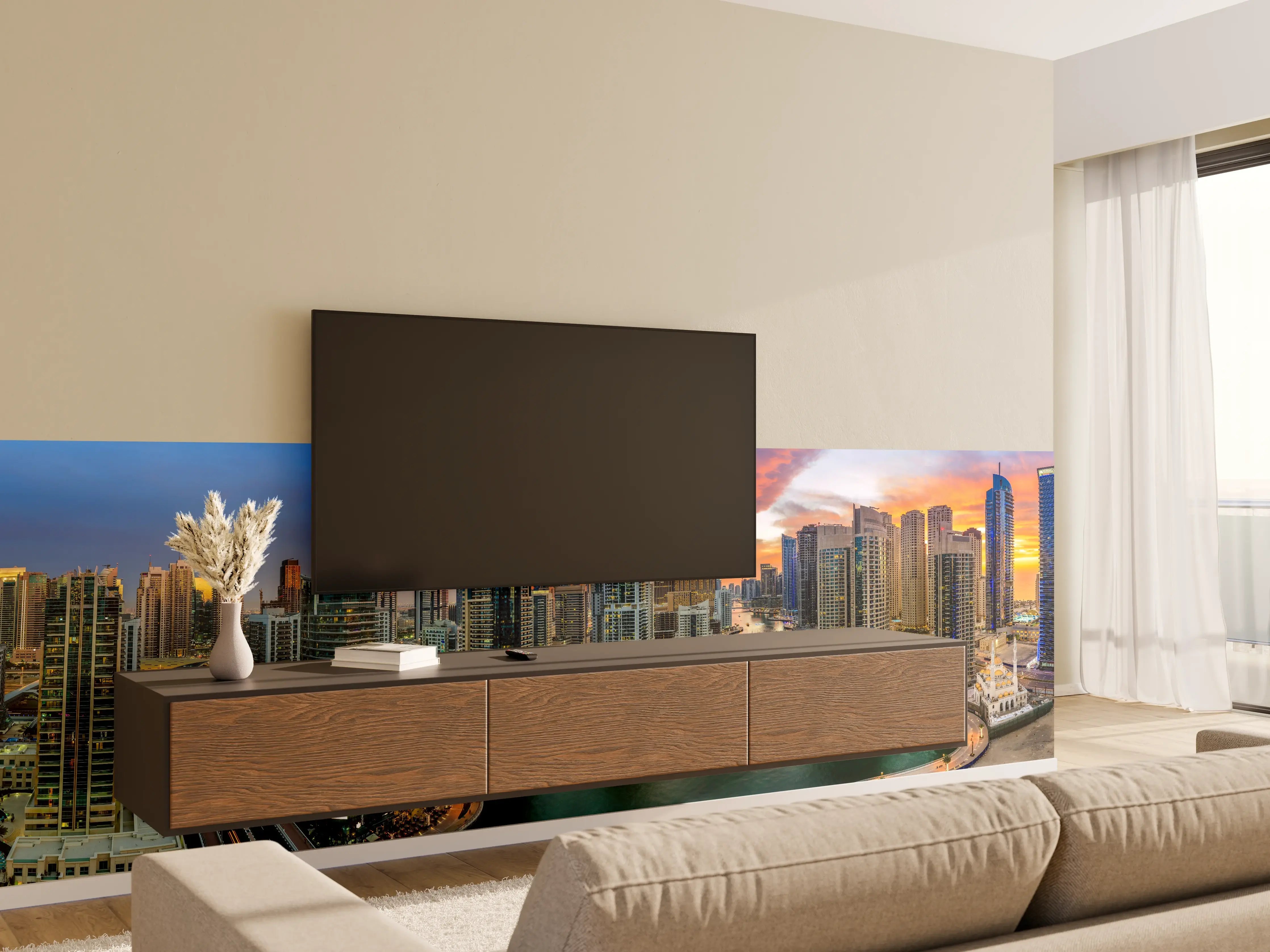 Wandverkleidung Wohnzimmer - Dubai Yachthafen