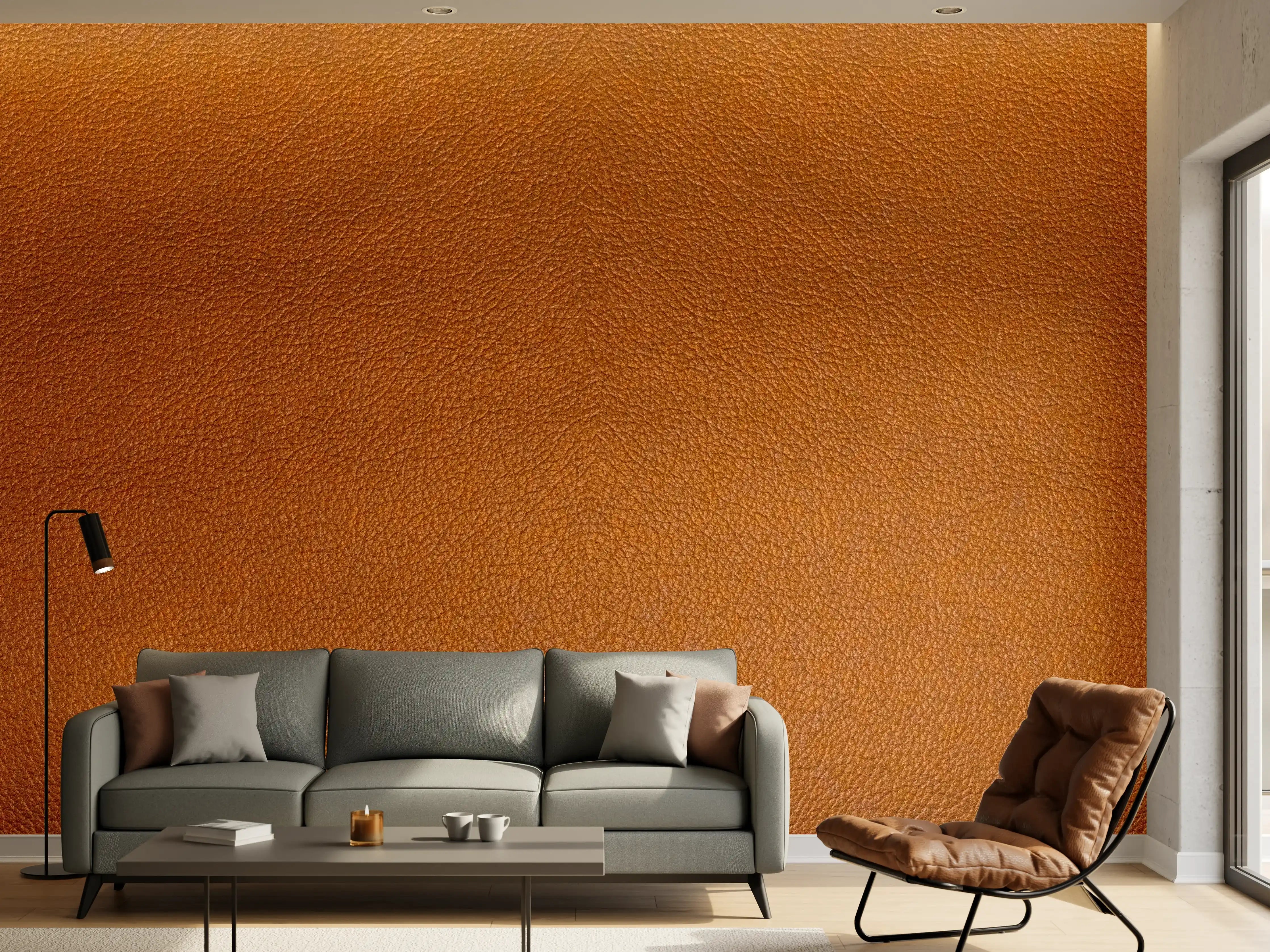 Wandverkleidung Wohnzimmer - Dunkelbraune Leder Textur