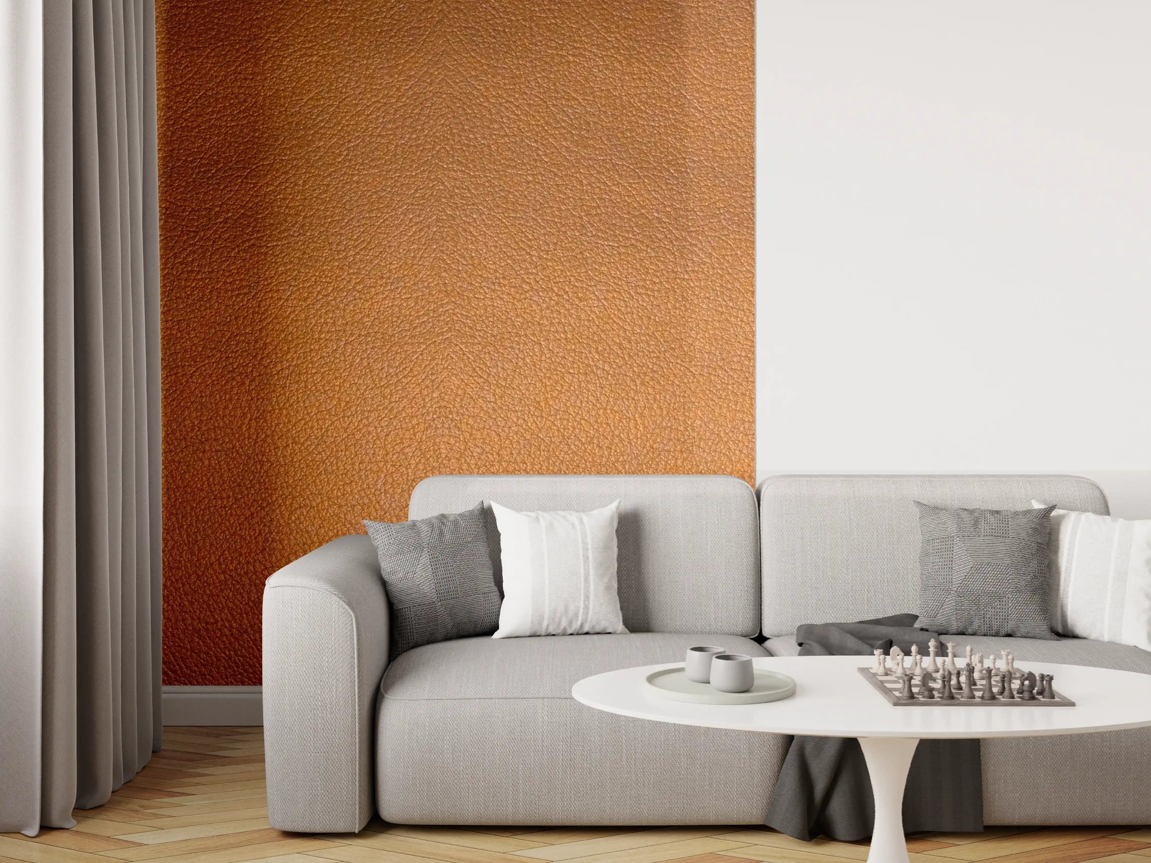 Wandverkleidung Wohnzimmer - Dunkelbraune Leder Textur
