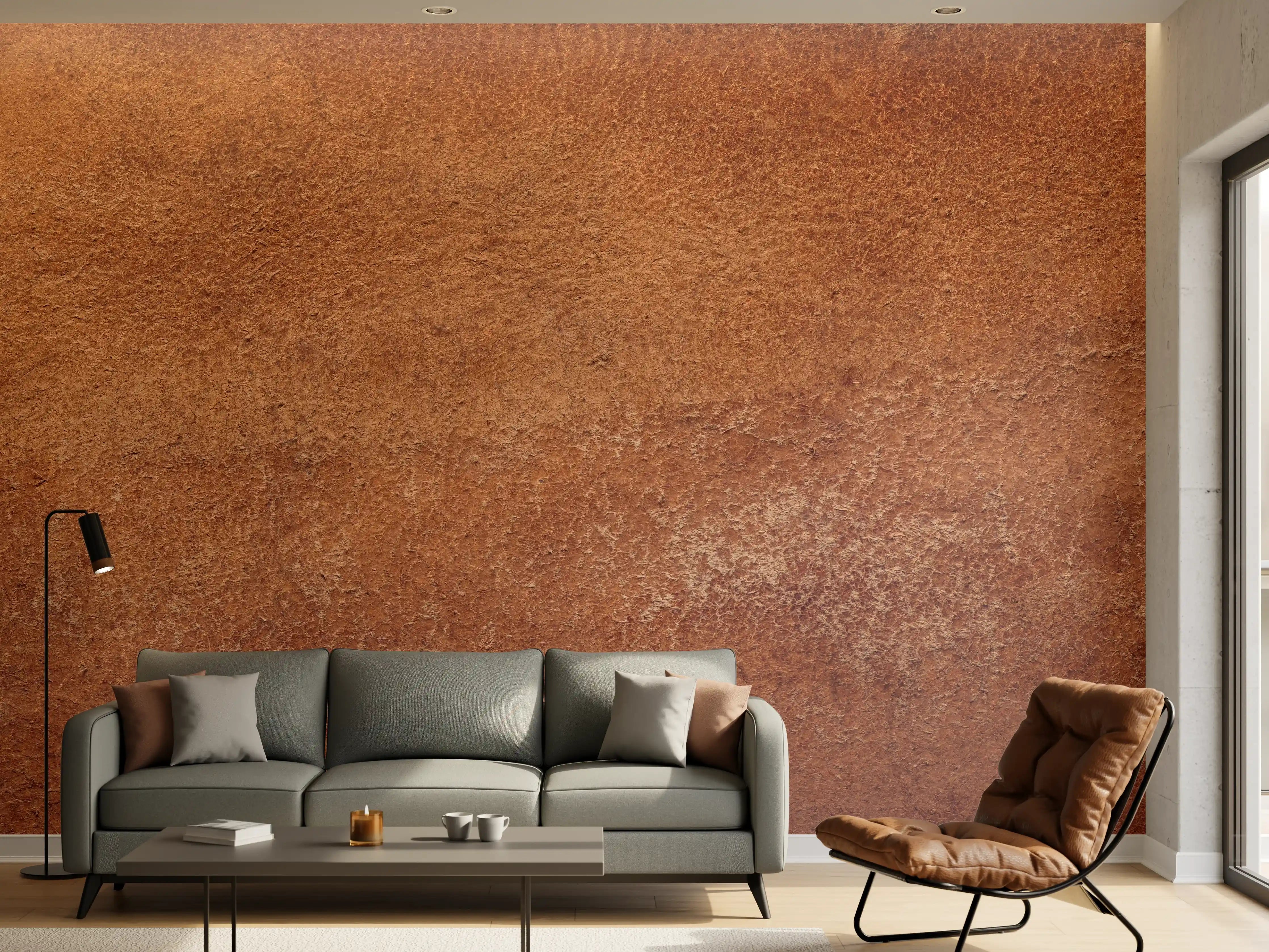 Wandverkleidung Wohnzimmer - Dunkelbraune Ledertextur