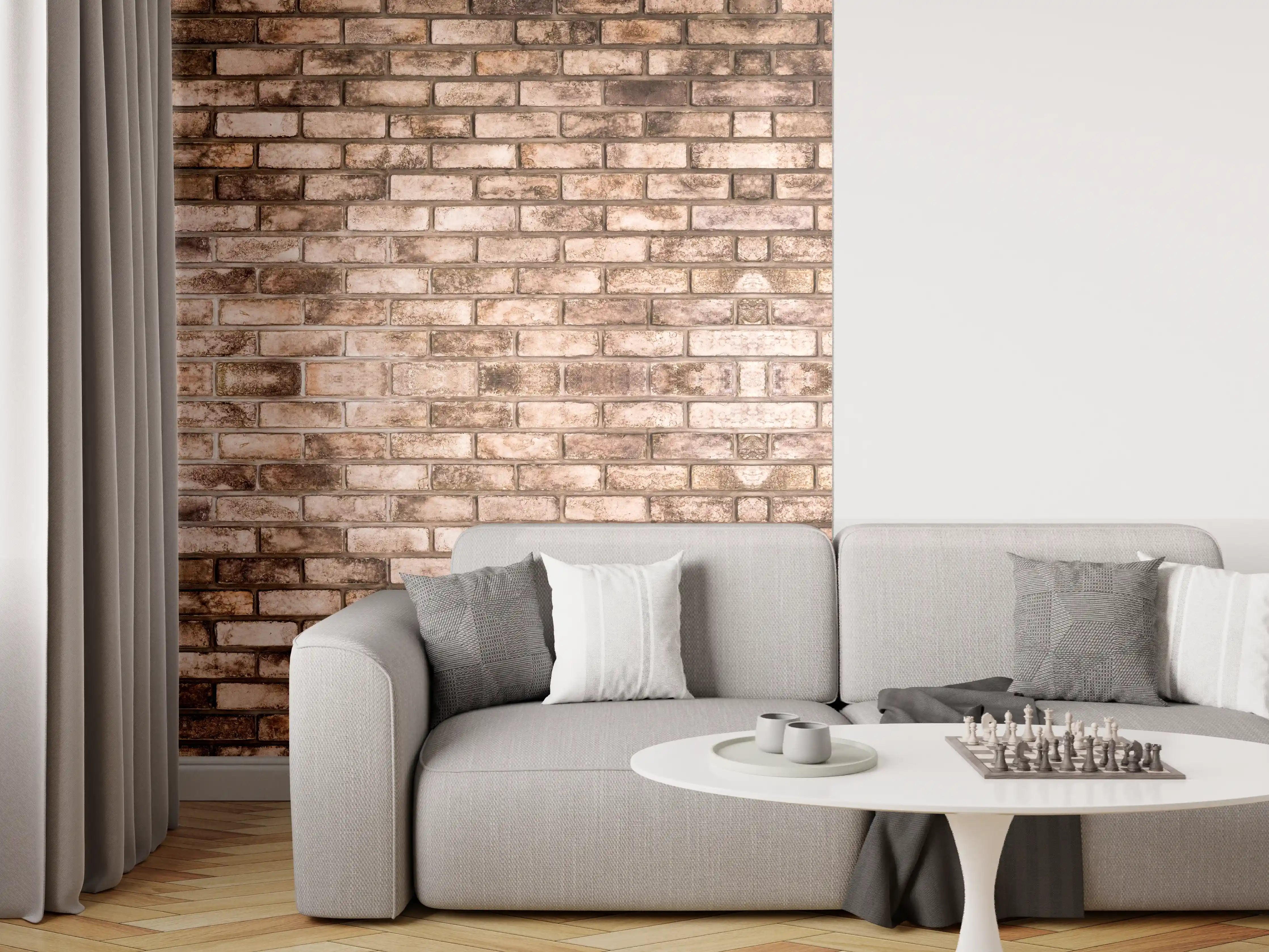 Wandverkleidung Wohnzimmer - Dunkelbraune Steinmauer