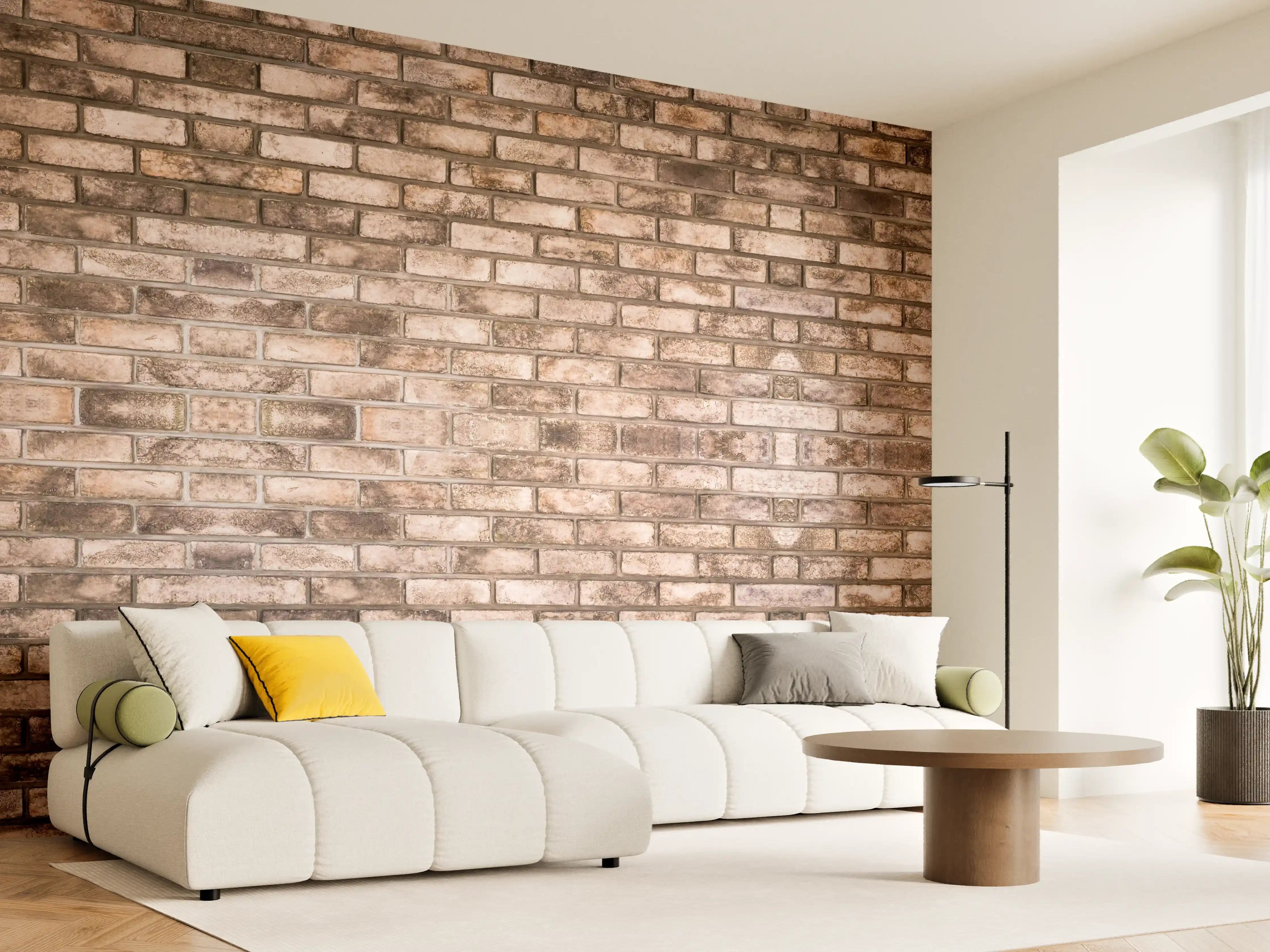 Wandverkleidung Wohnzimmer - Dunkelbraune Steinmauer