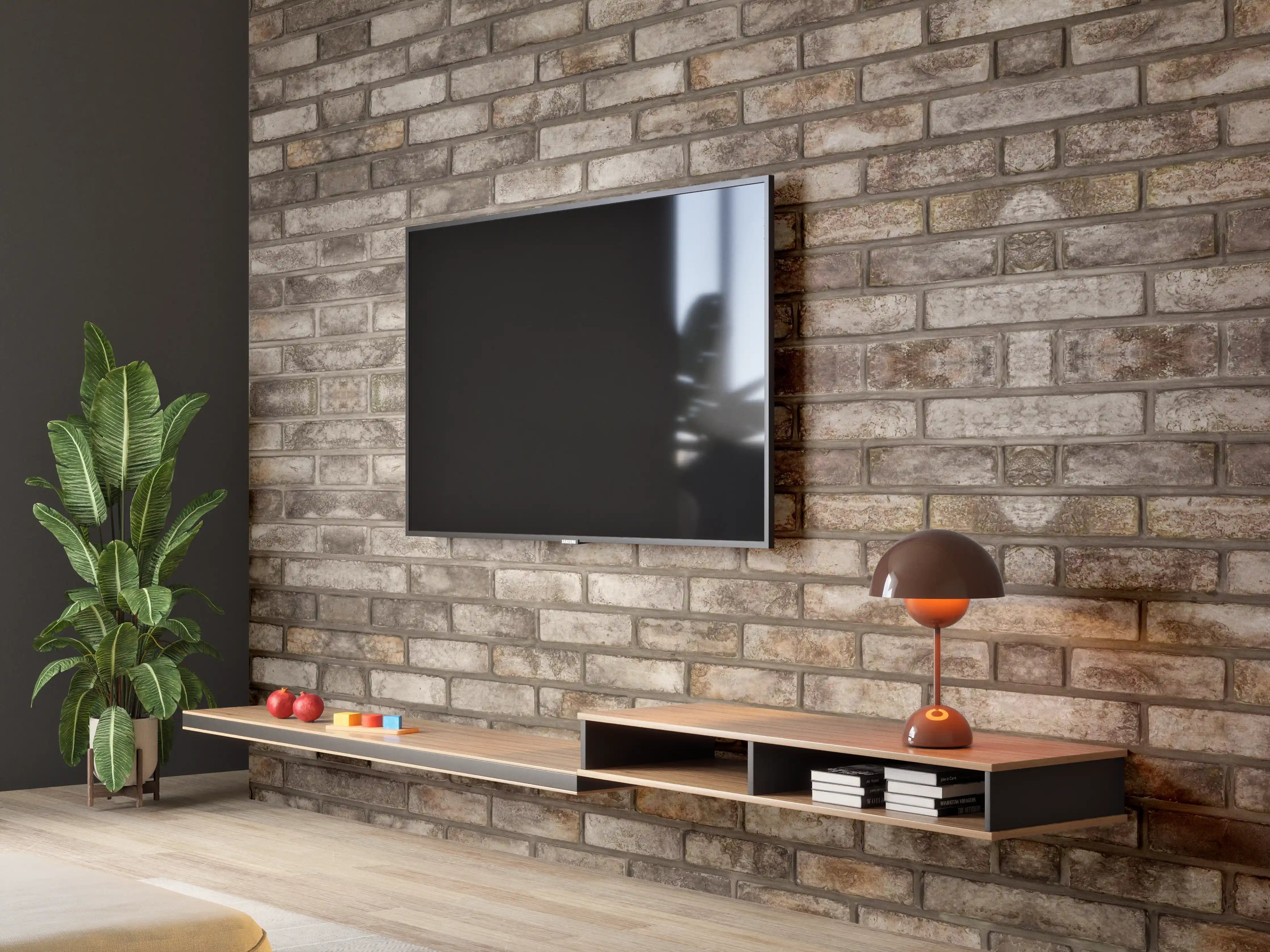 Wandverkleidung Wohnzimmer - Dunkle Steinmauer