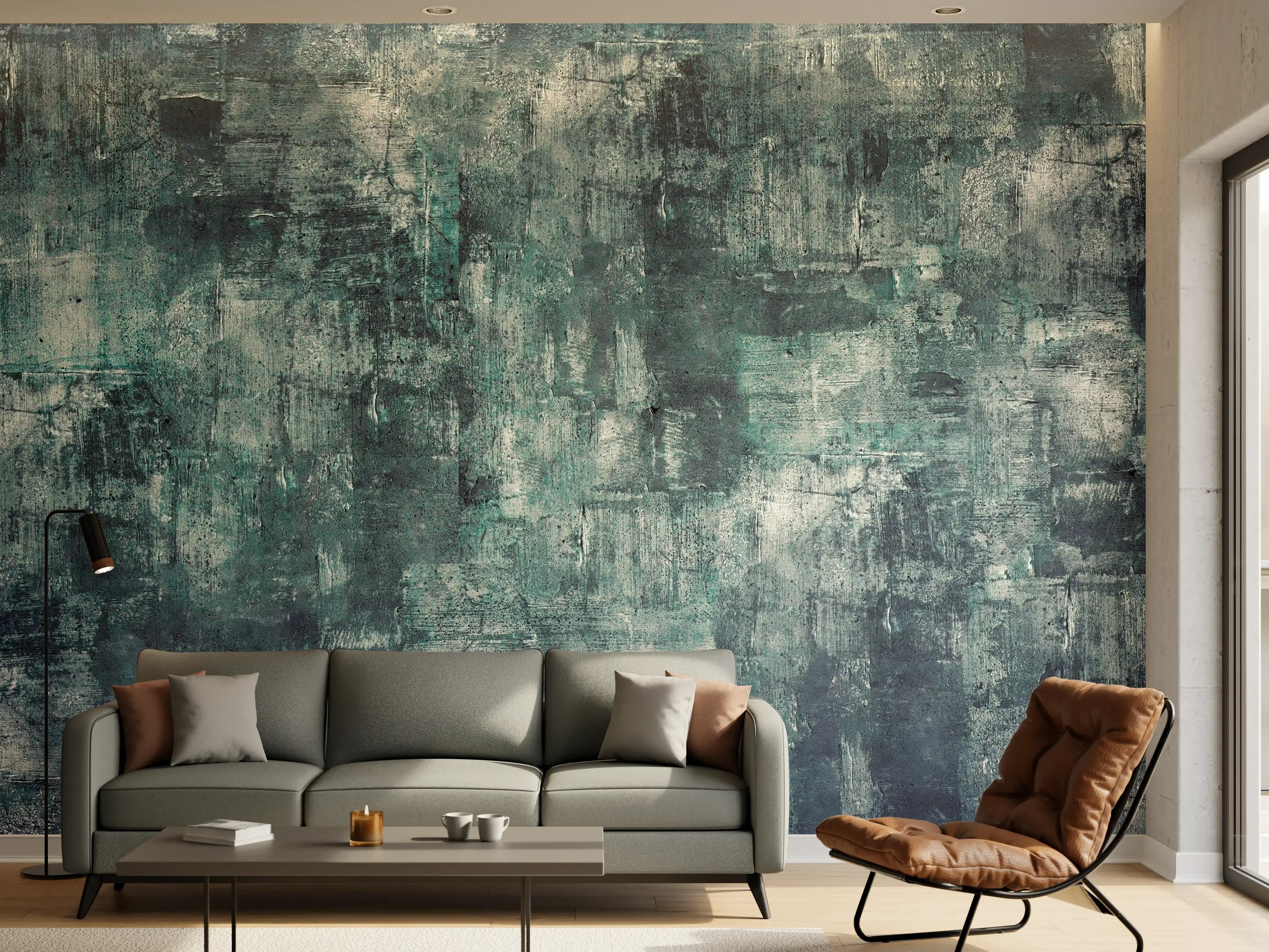 Wandverkleidung Wohnzimmer - Dunkler Öl-Farb Betonlook