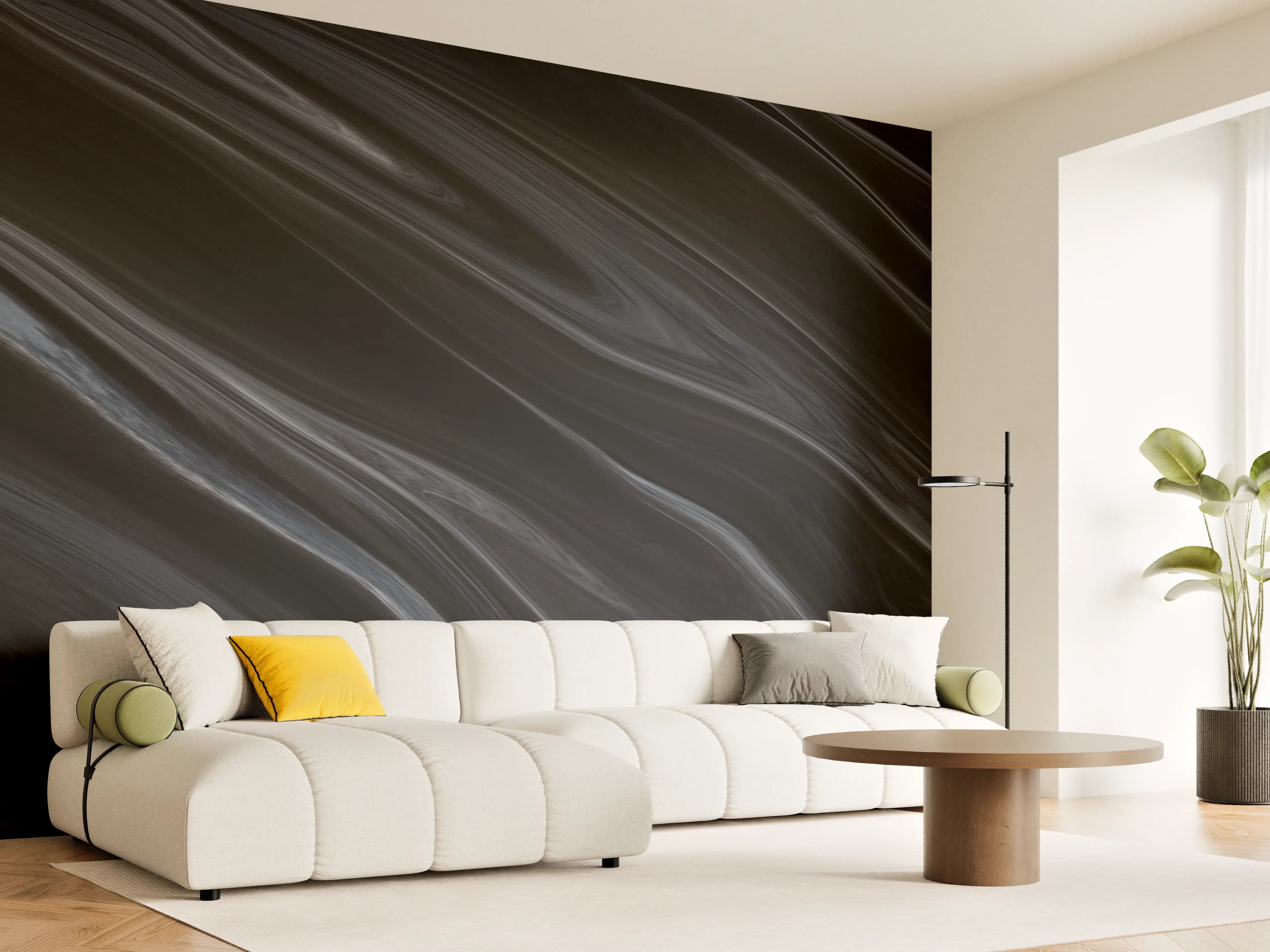 Wandverkleidung Wohnzimmer - Dunkler Seidenhintergrund