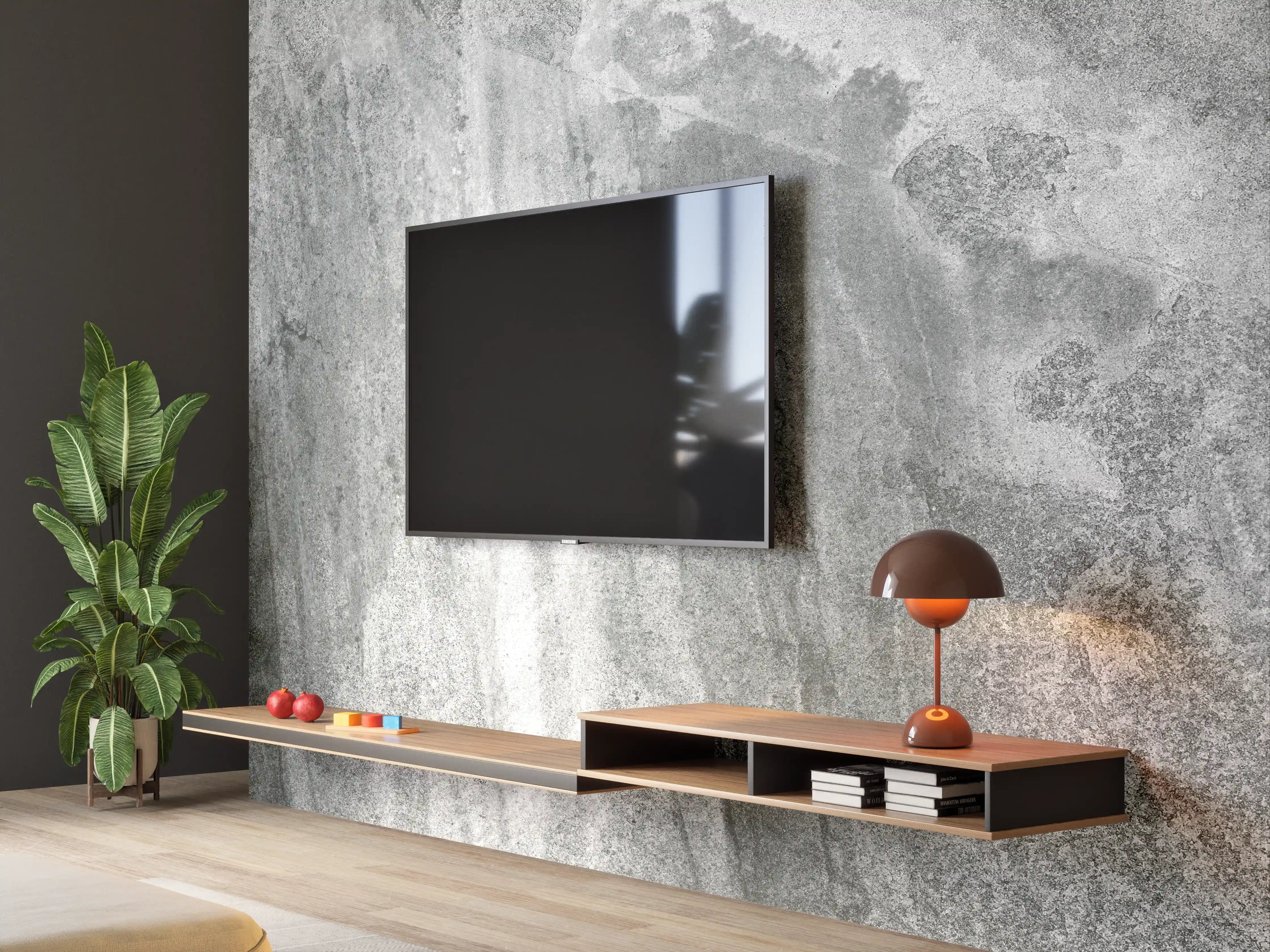 Wandverkleidung Wohnzimmer - Edel Graue Marmor Textur