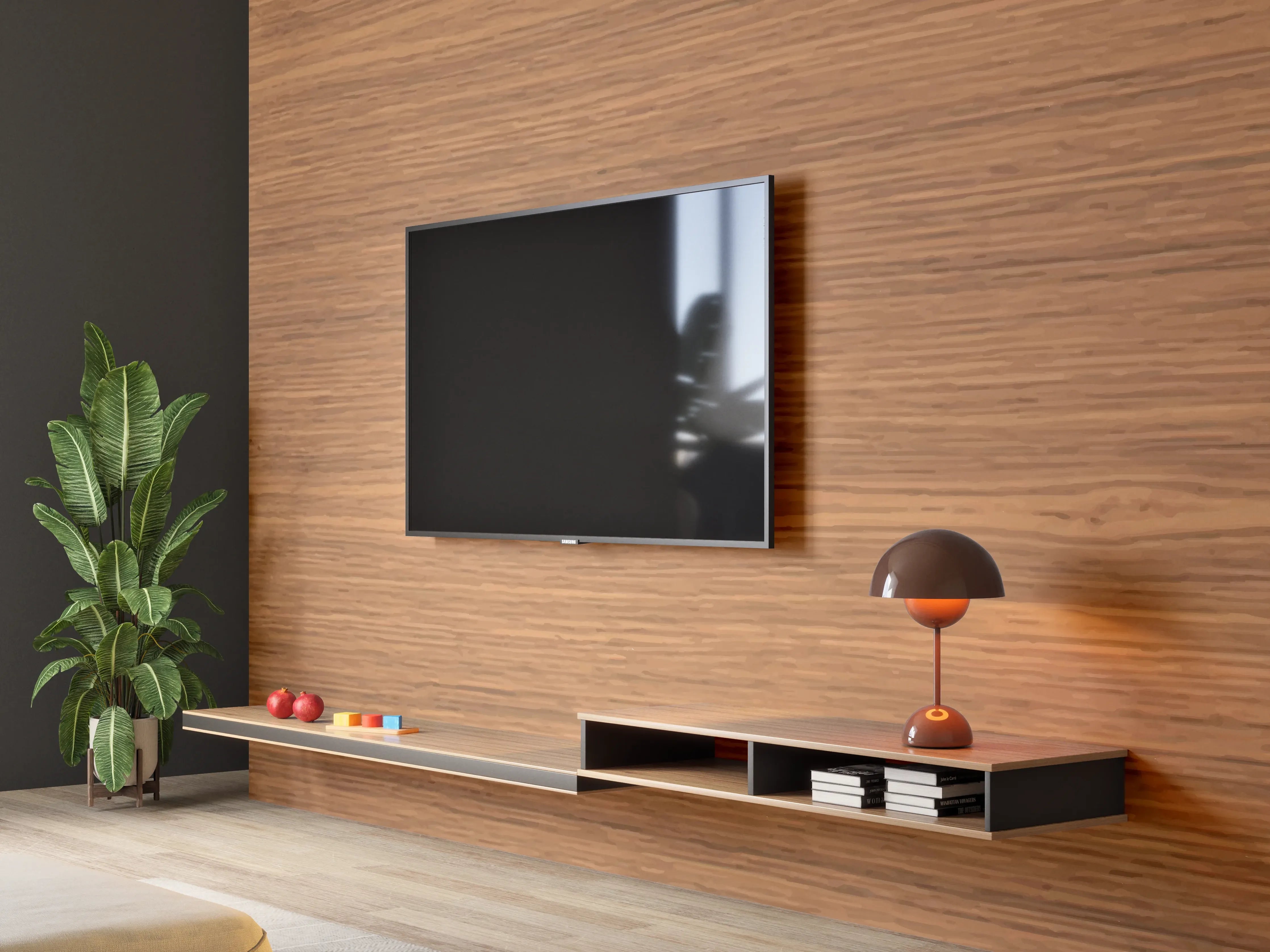 Wandverkleidung Wohnzimmer - Edle Braun-Holztextur