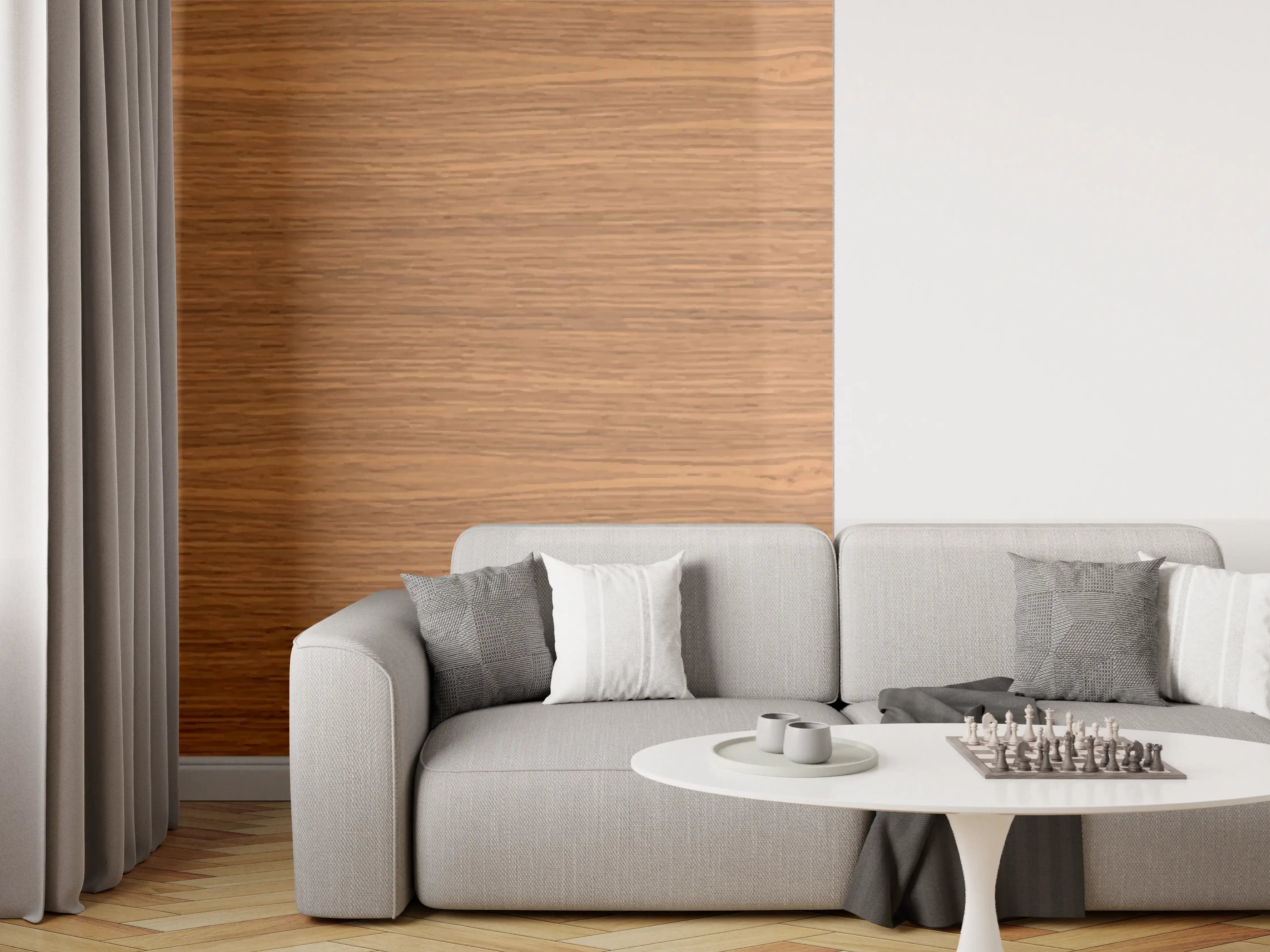 Wandverkleidung Wohnzimmer - Edle Braun-Holztextur