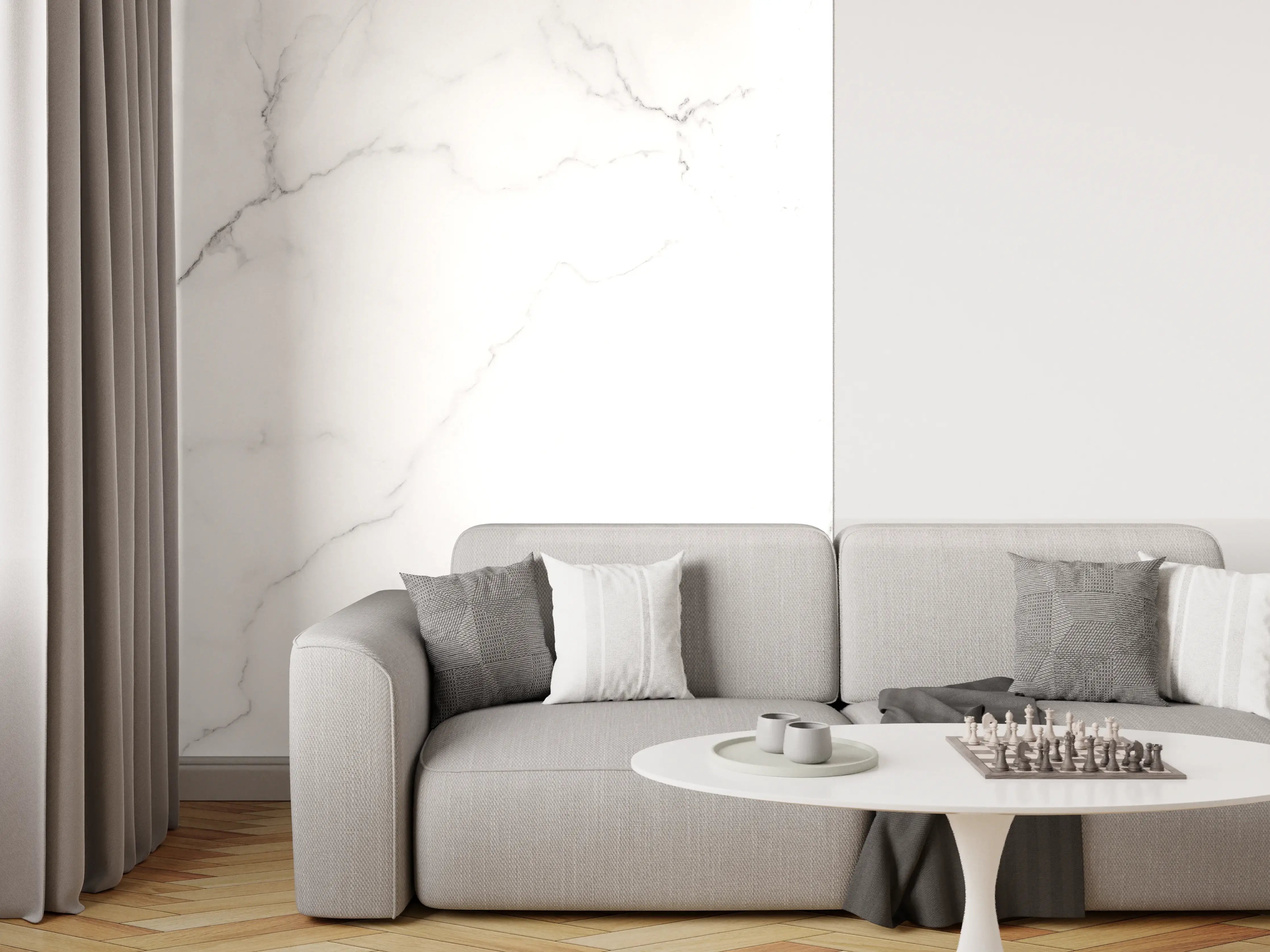 Wandverkleidung Wohnzimmer - Edle Marmor-Textur im Luxus-Stil