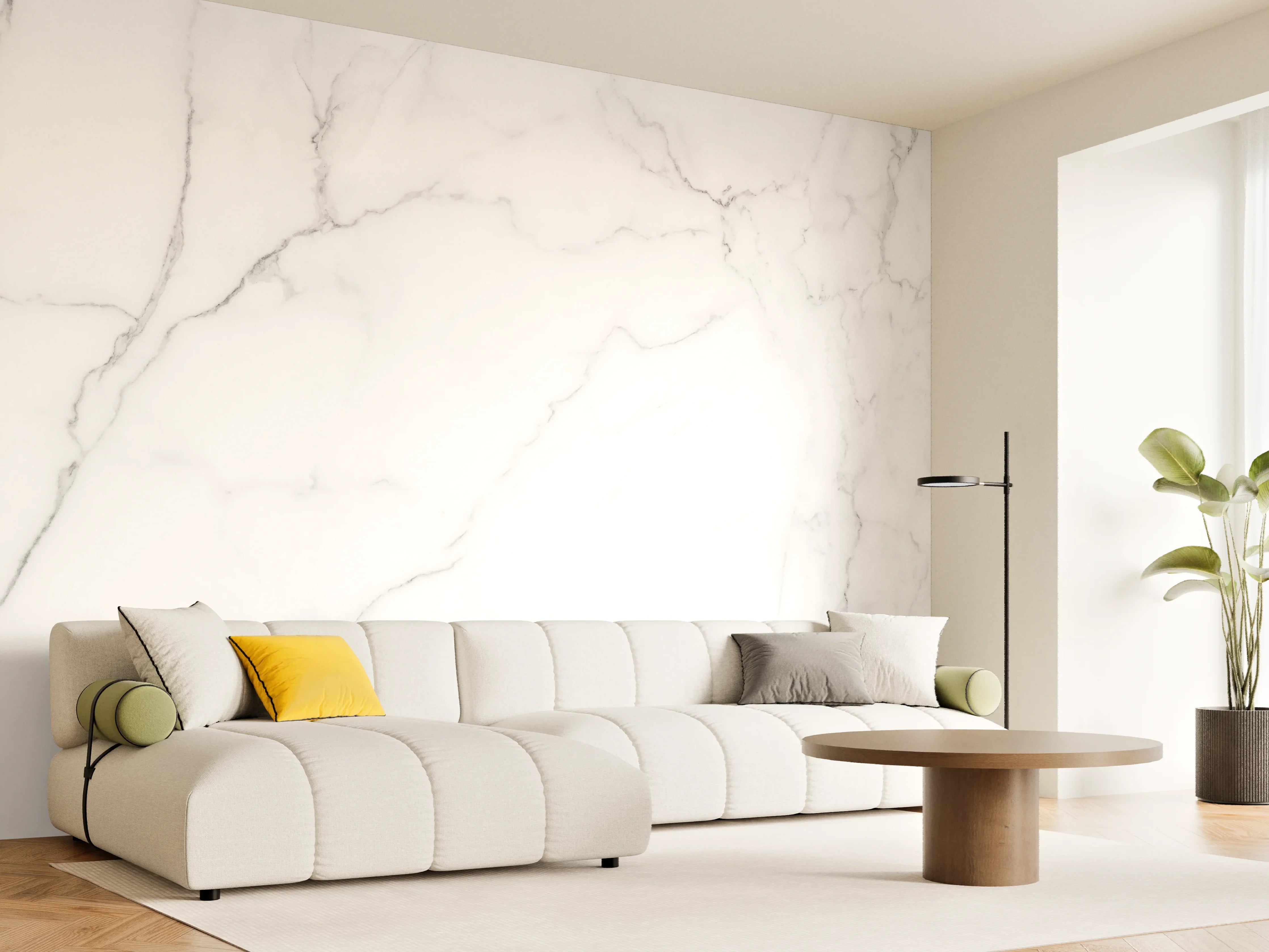 Wandverkleidung Wohnzimmer - Edle Marmor-Textur im Luxus-Stil