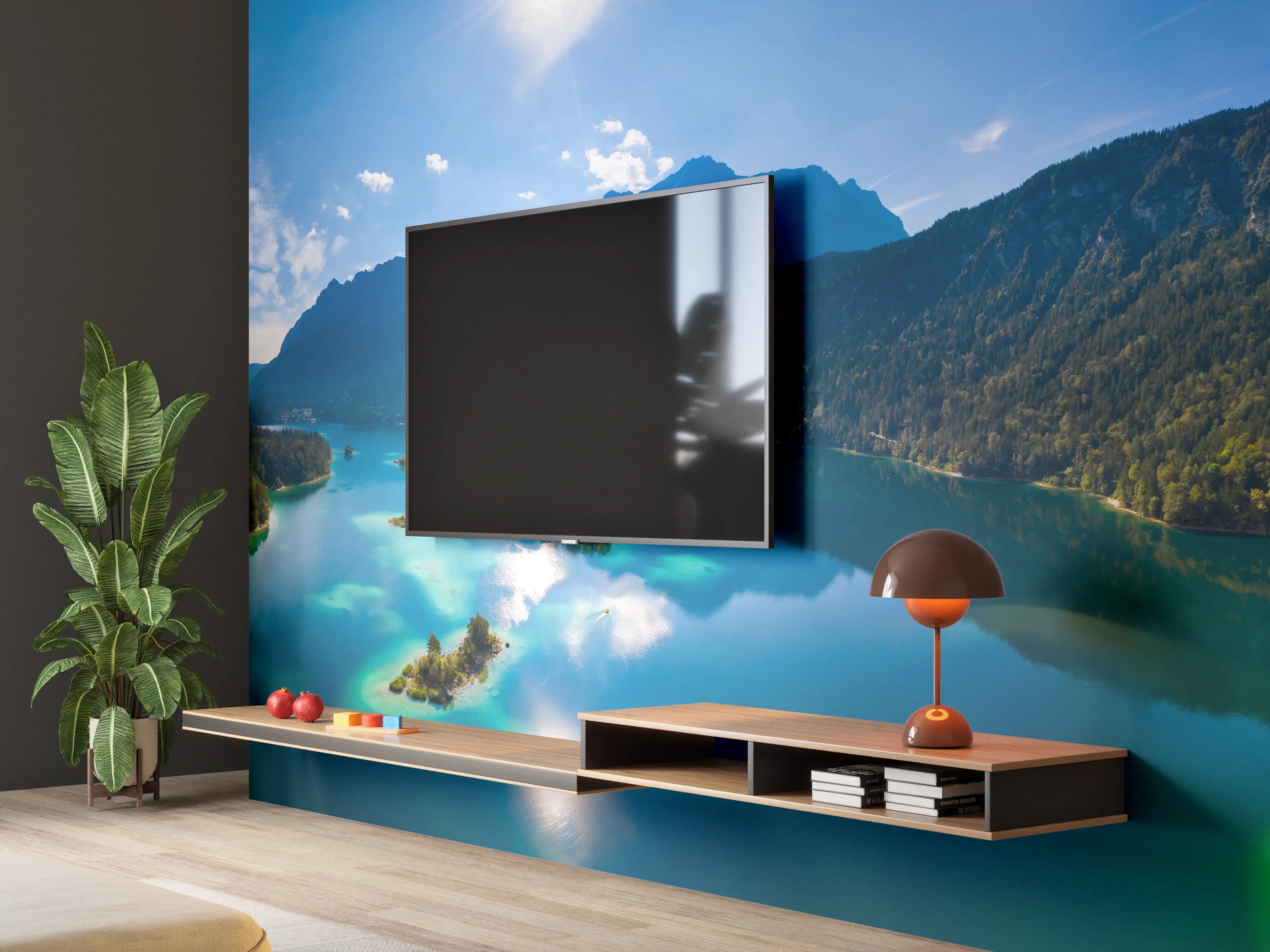 Wandverkleidung Wohnzimmer - Eibsees mit der Zugspitze im Hintergrund