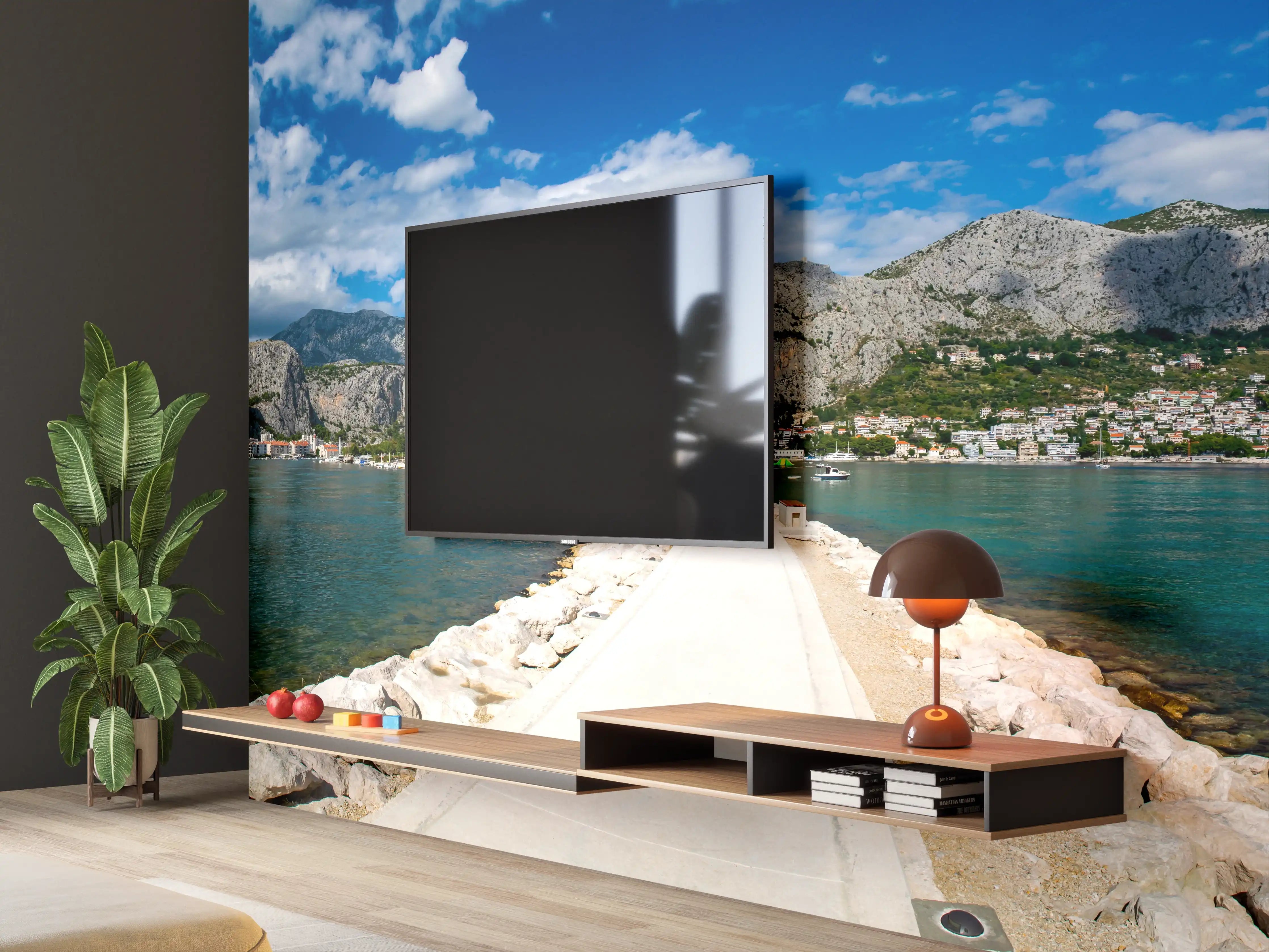 Wandverkleidung Wohnzimmer - Ein Panoramabild von Omis - Kroatien