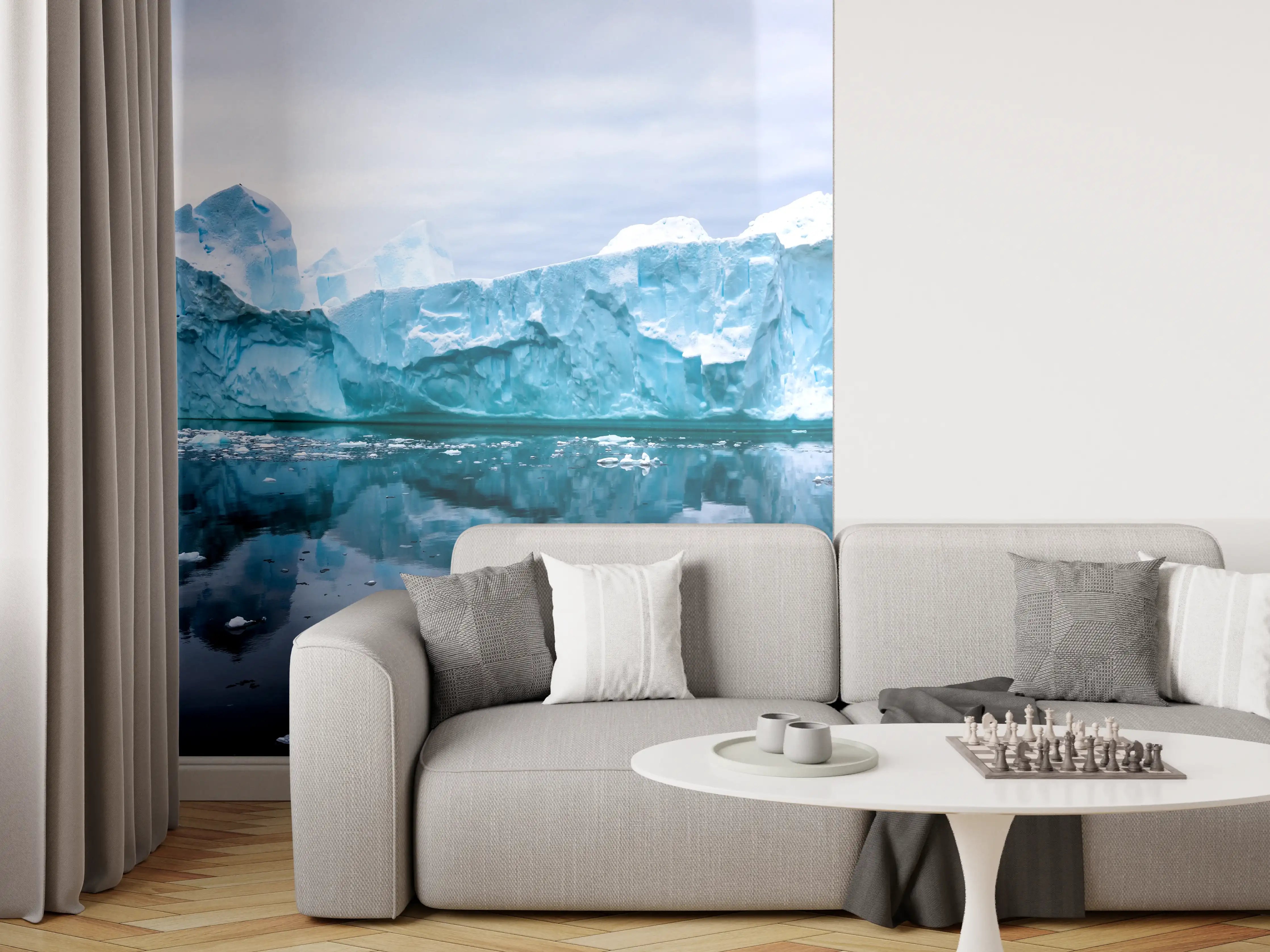 Wandverkleidung Wohnzimmer - Eisberg und seine Spiegelung im Wasser
