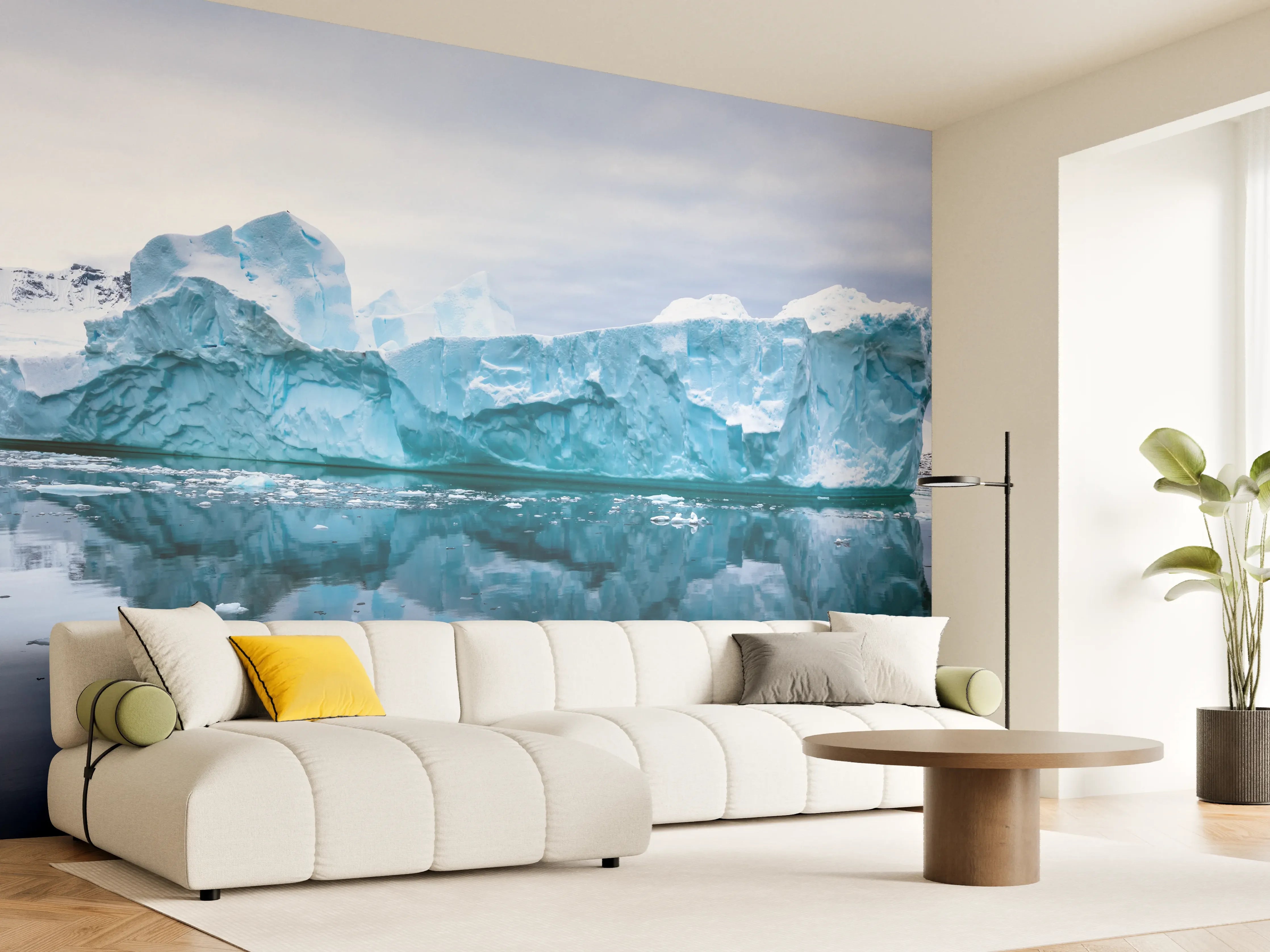 Wandverkleidung Wohnzimmer - Eisberg und seine Spiegelung im Wasser