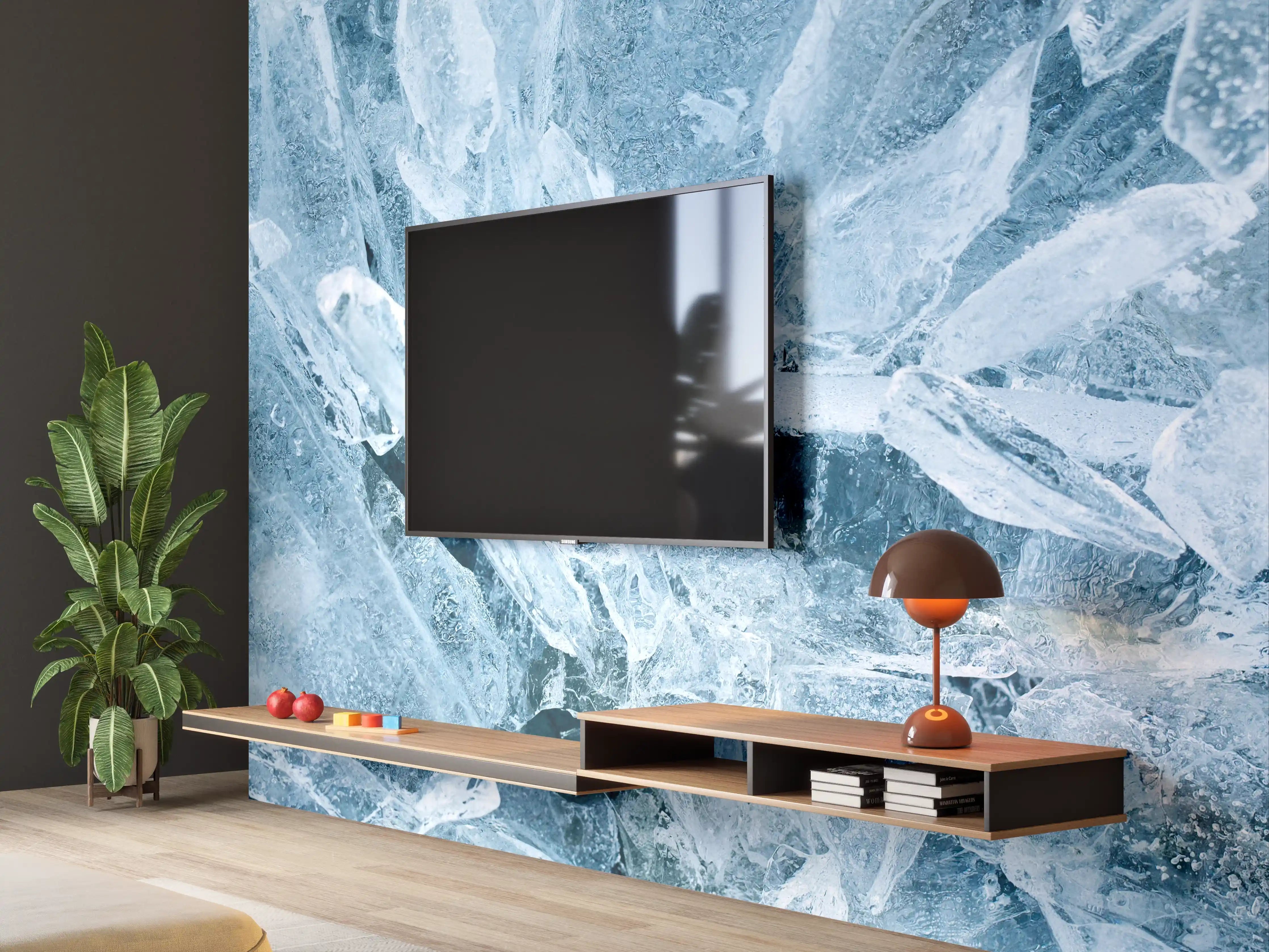 Wandverkleidung Wohnzimmer - Eisige Bruchstelle mit kristallklaren Details