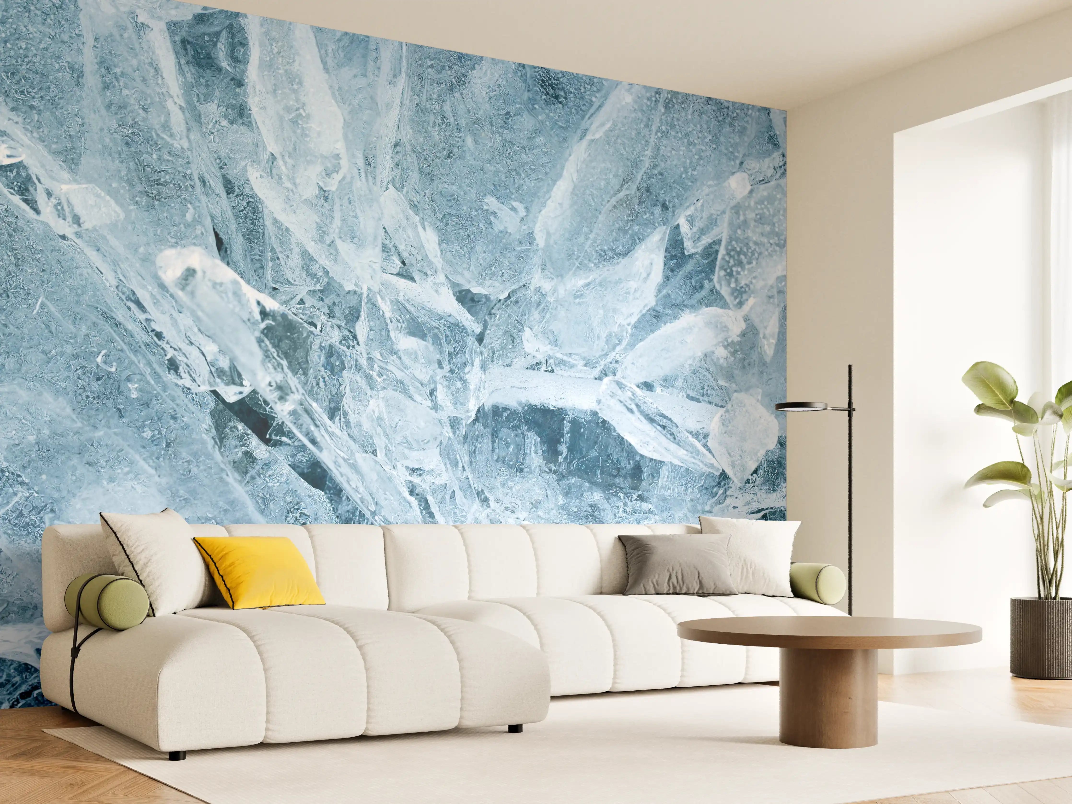Wandverkleidung Wohnzimmer - Eisige Bruchstelle mit kristallklaren Details