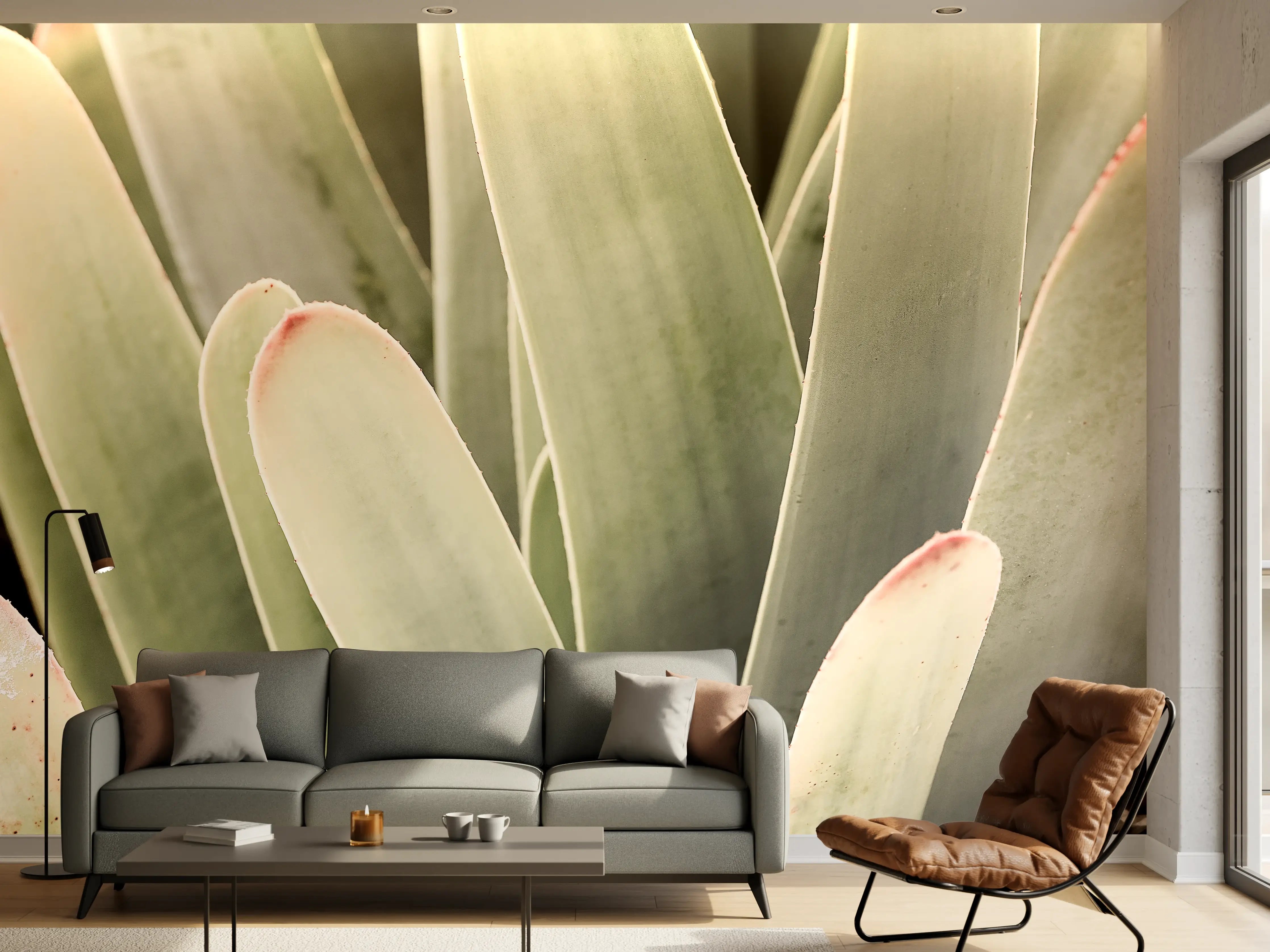 Wandverkleidung Wohnzimmer - Elegant Egrößere Sukkulente im Close-Up