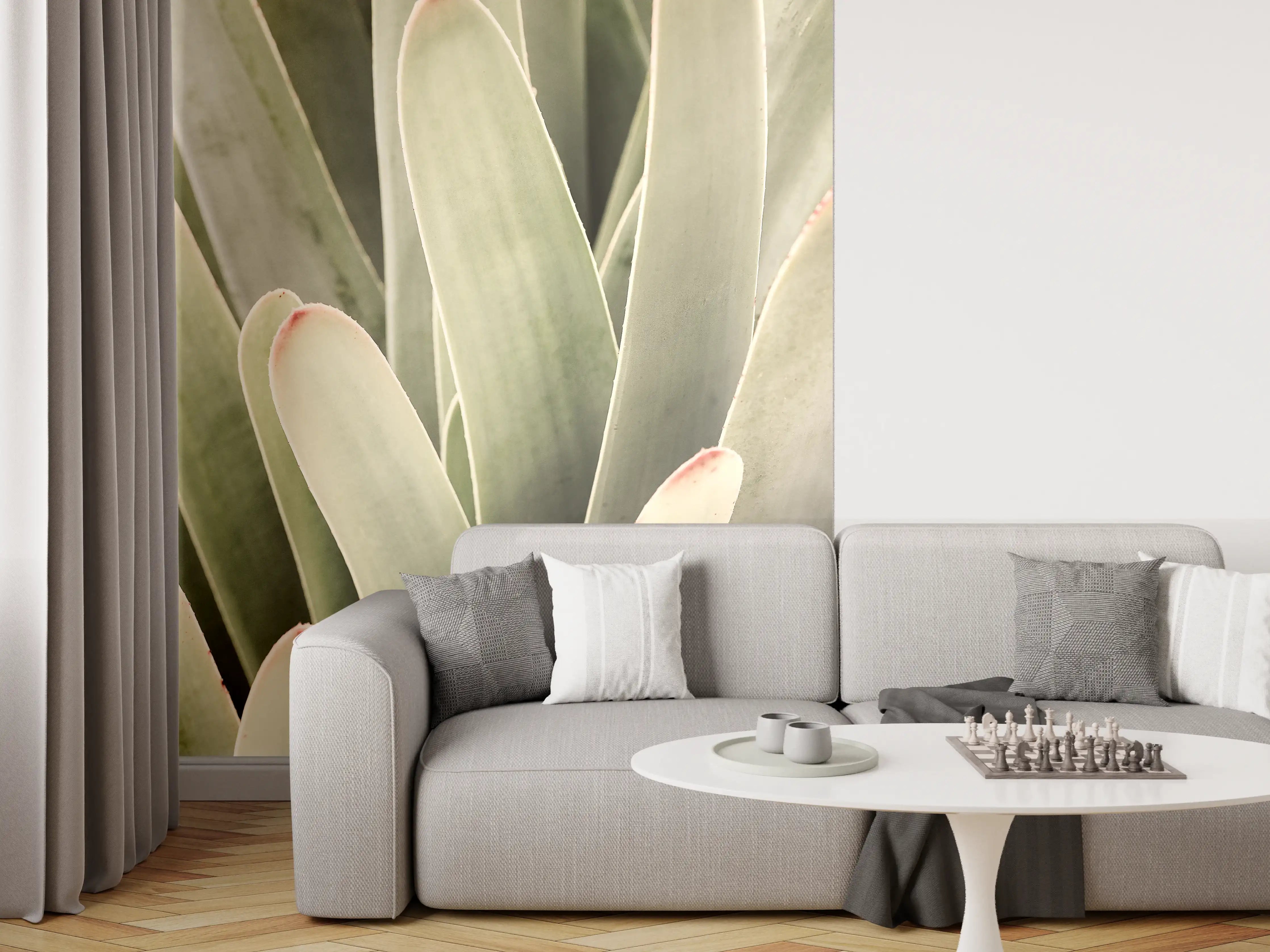 Wandverkleidung Wohnzimmer - Elegant Egrößere Sukkulente im Close-Up