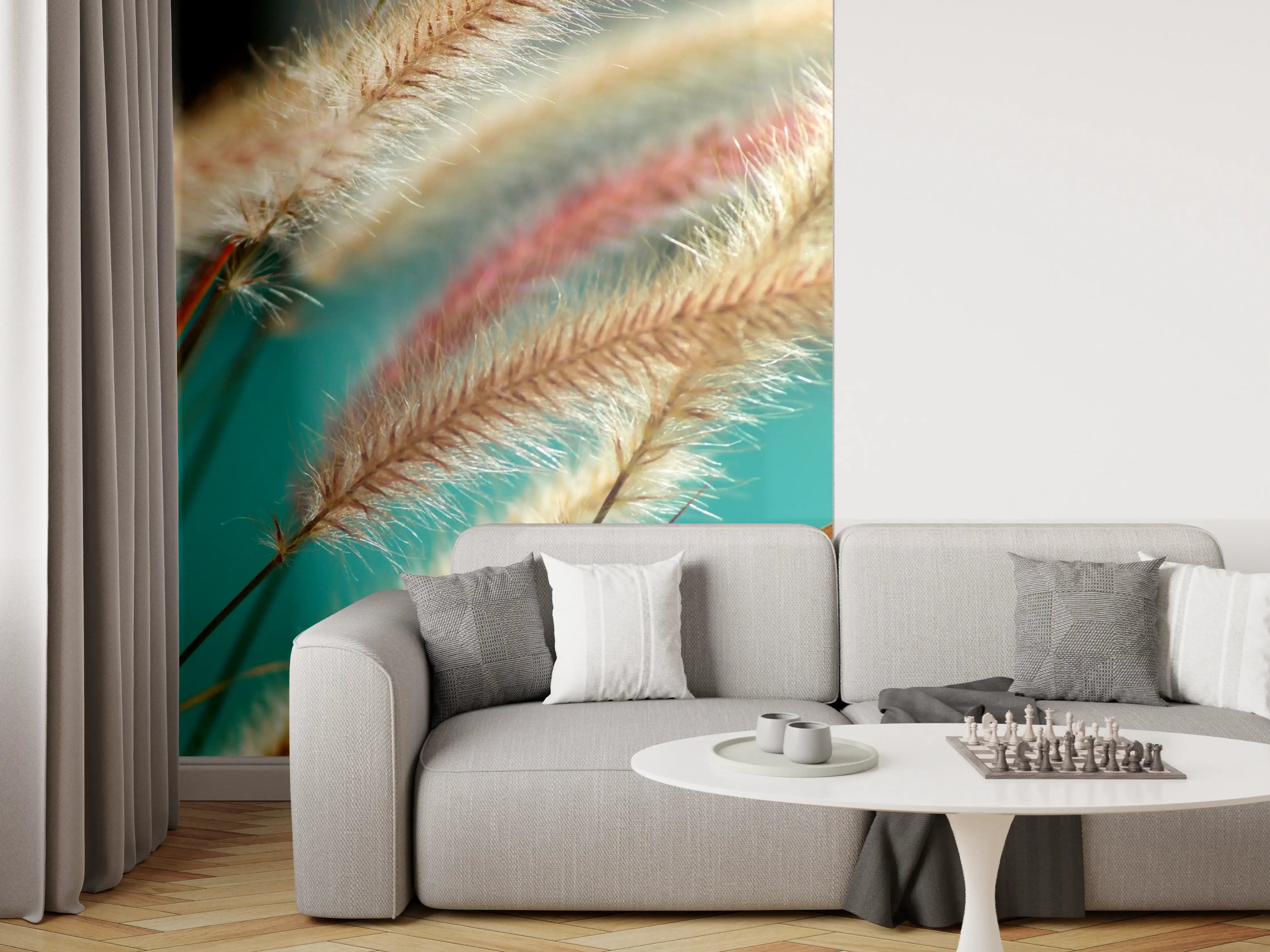Wandverkleidung Wohnzimmer - Elegant Gras im Sonnenlicht