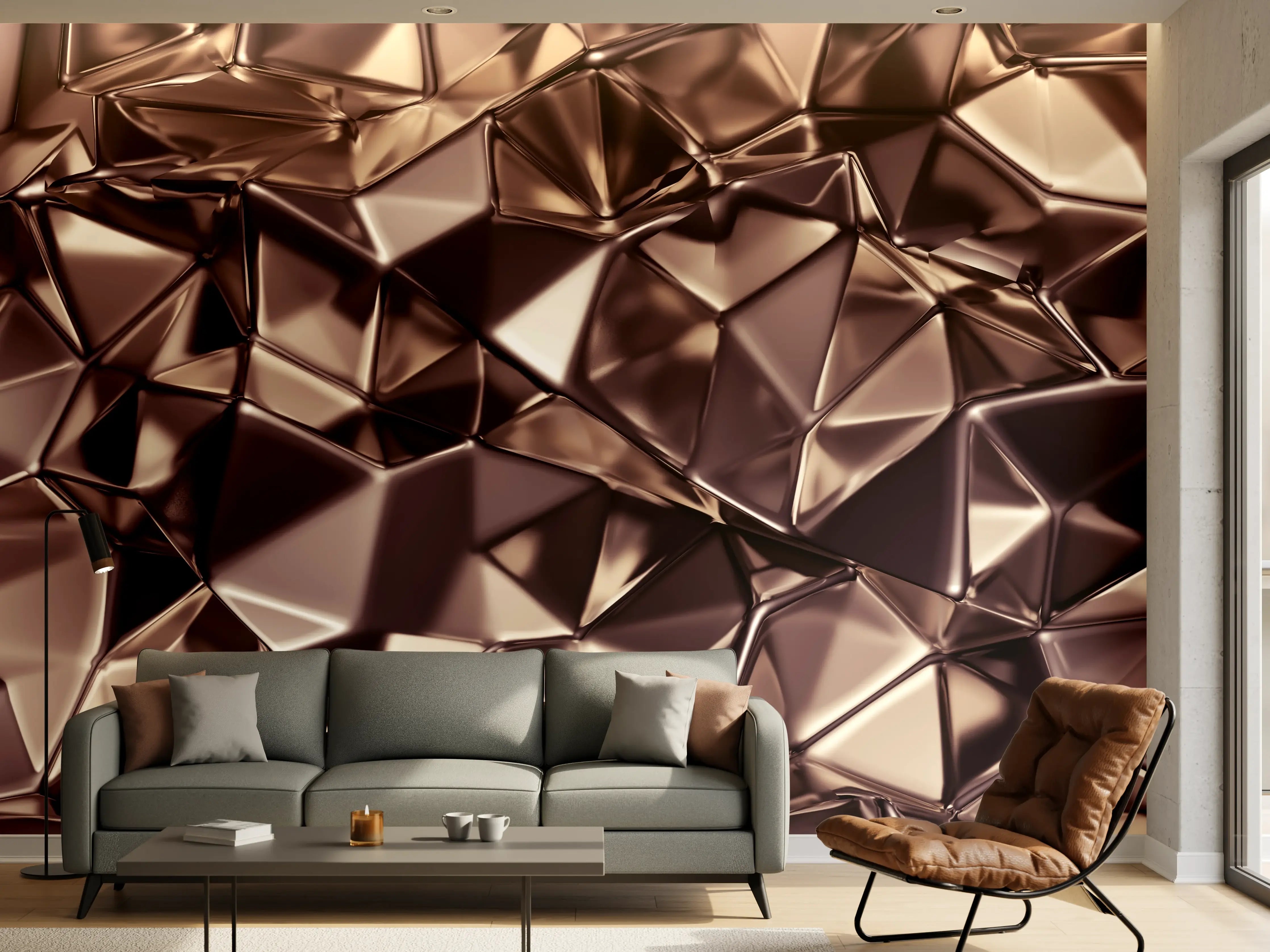 Wandverkleidung Wohnzimmer - Elegant dunkle Metalltextur
