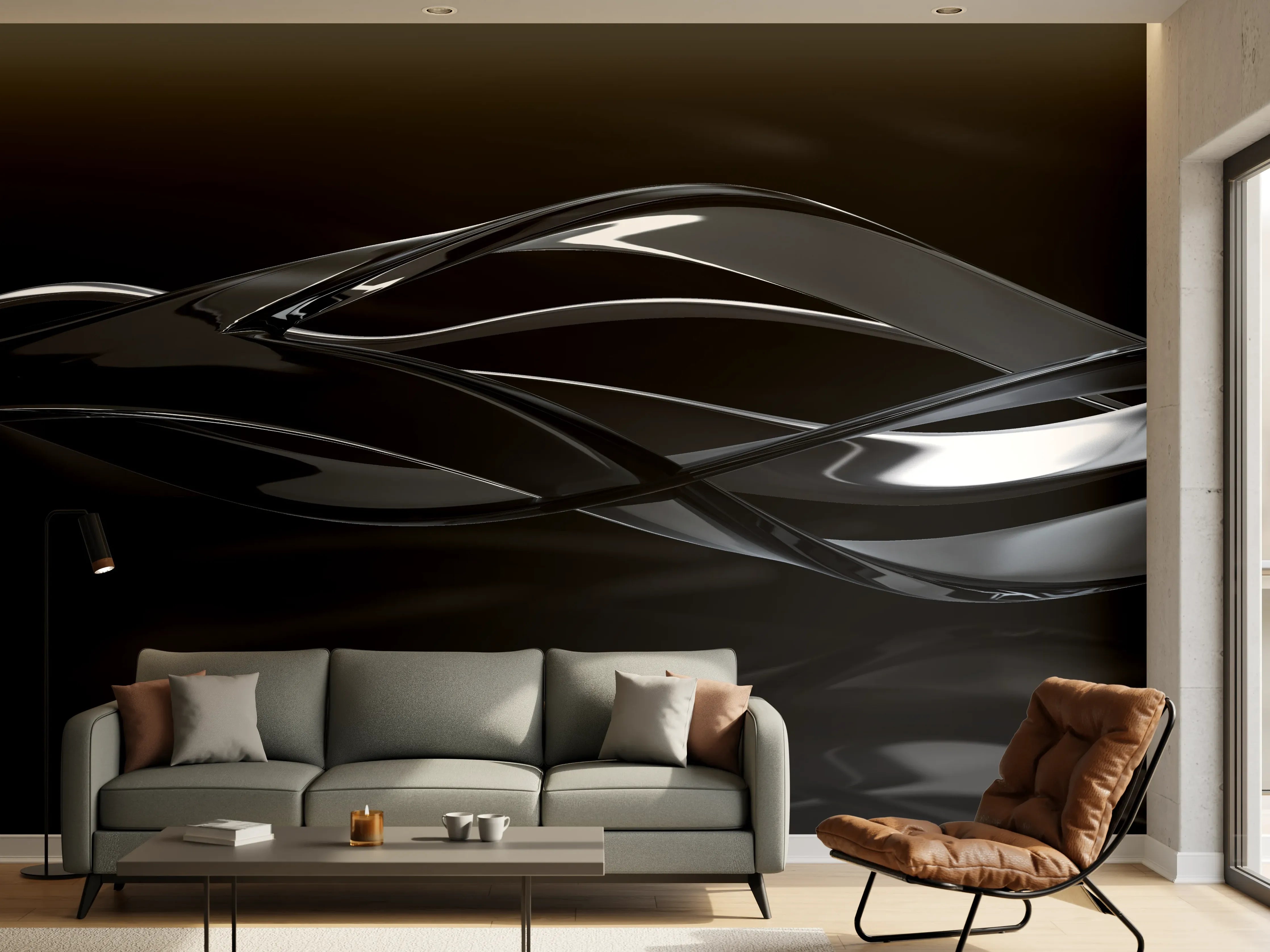 Wandverkleidung Wohnzimmer - Elegant fließende Bewegung