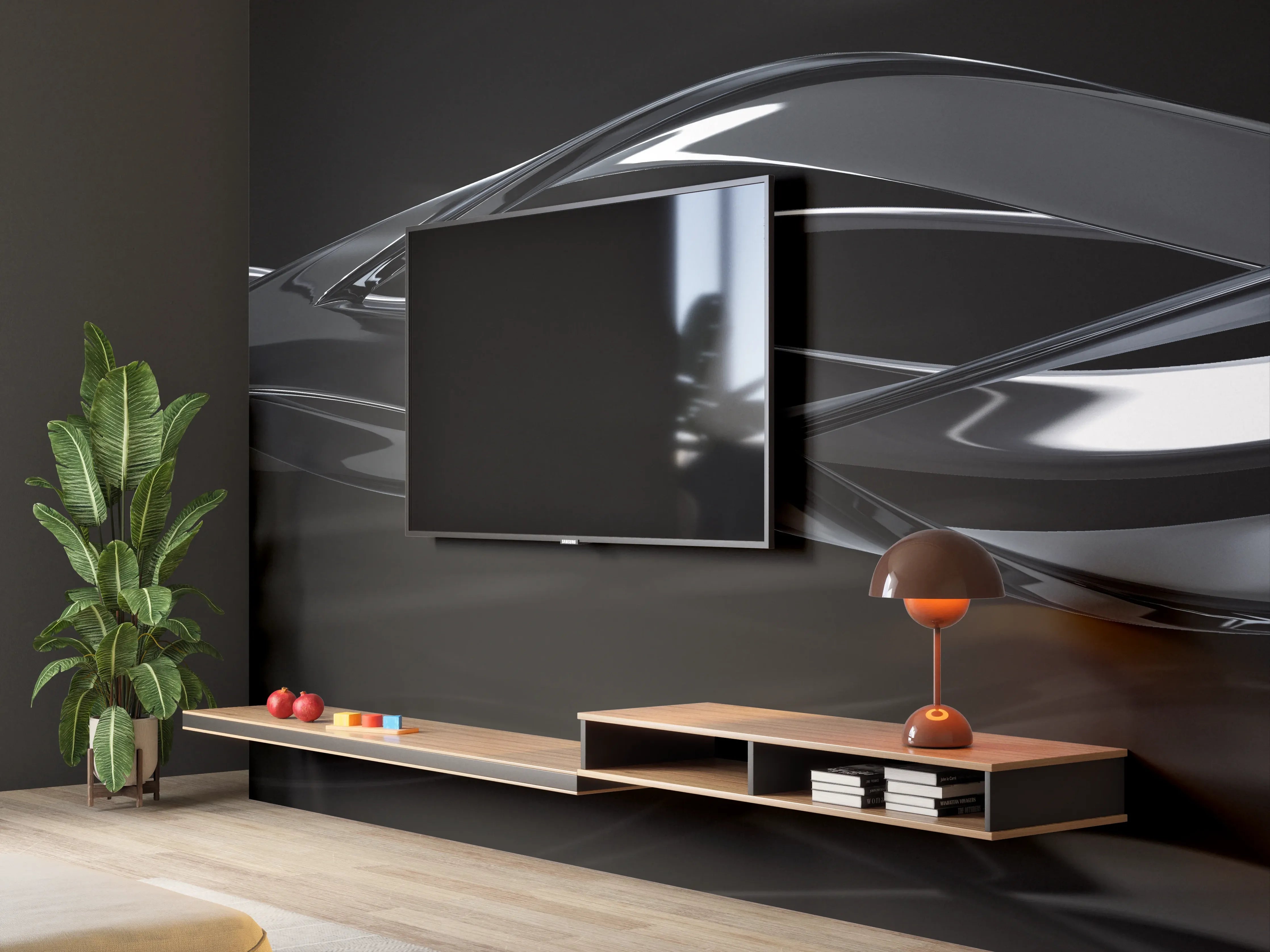 Wandverkleidung Wohnzimmer - Elegant fließende Bewegung