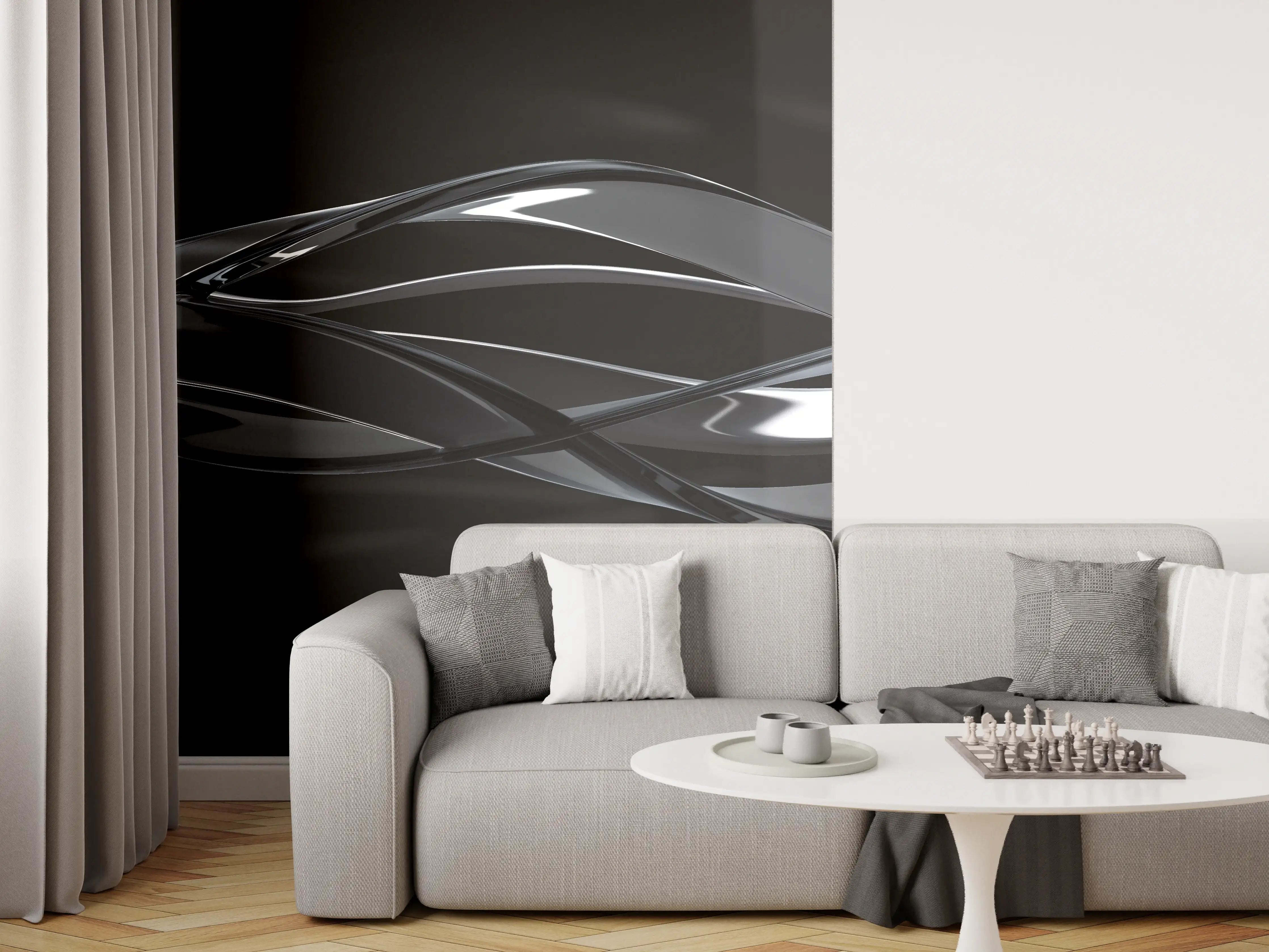 Wandverkleidung Wohnzimmer - Elegant fließende Bewegung