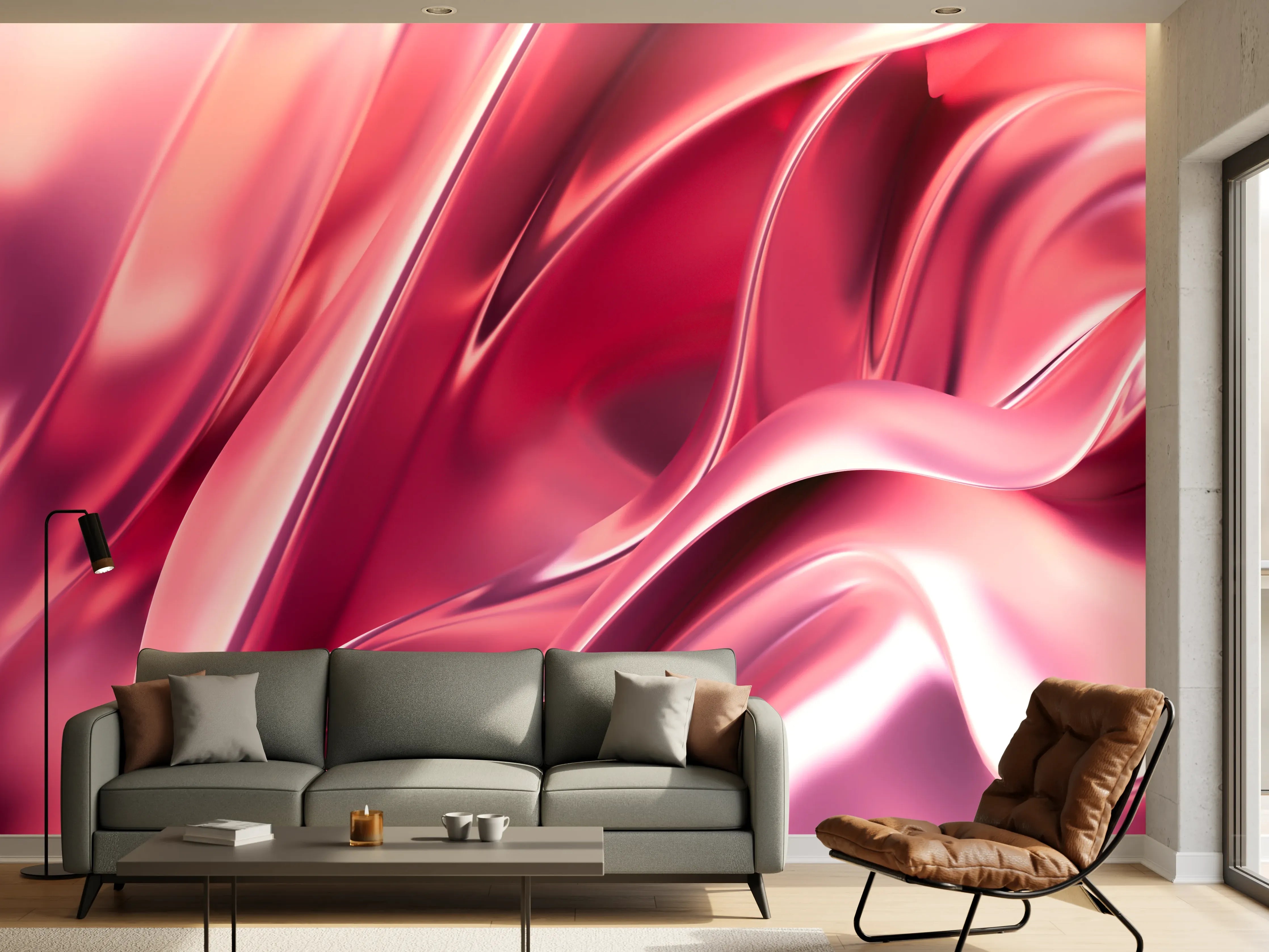 Wandverkleidung Wohnzimmer - Elegant, glänzende Roségold-Textur | Modern & Luxuriös