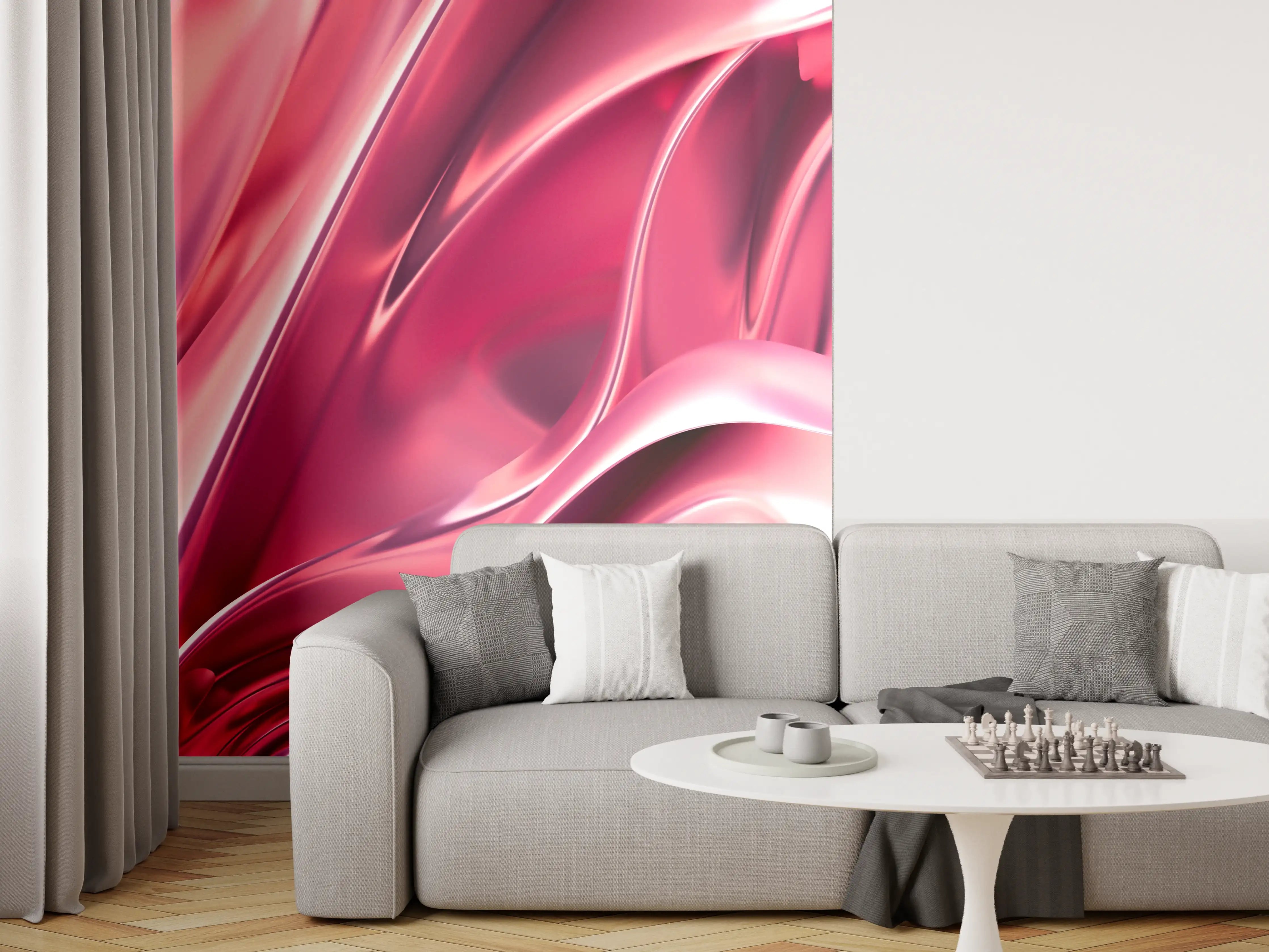 Wandverkleidung Wohnzimmer - Elegant, glänzende Roségold-Textur | Modern & Luxuriös