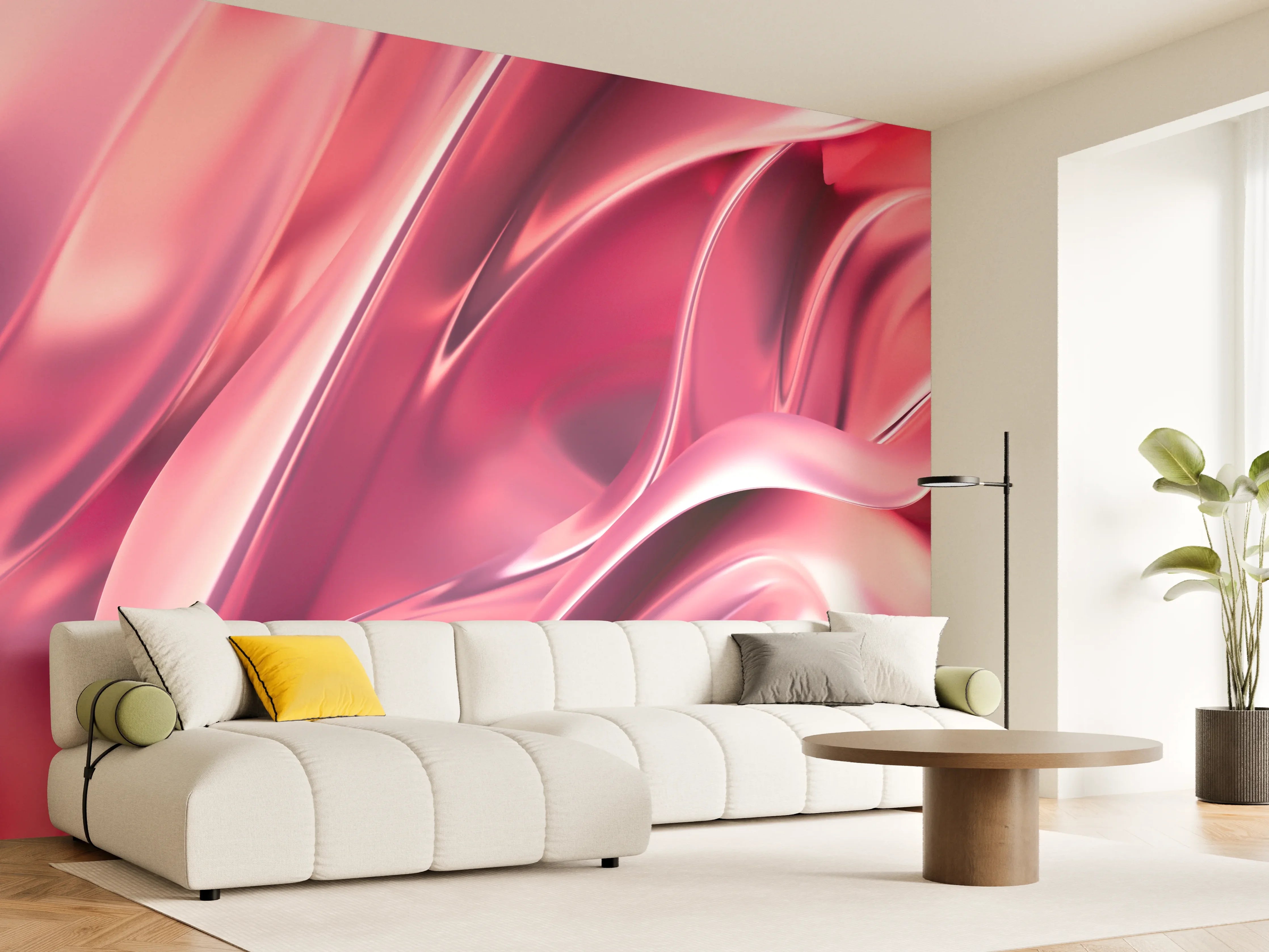 Wandverkleidung Wohnzimmer - Elegant, glänzende Roségold-Textur | Modern & Luxuriös