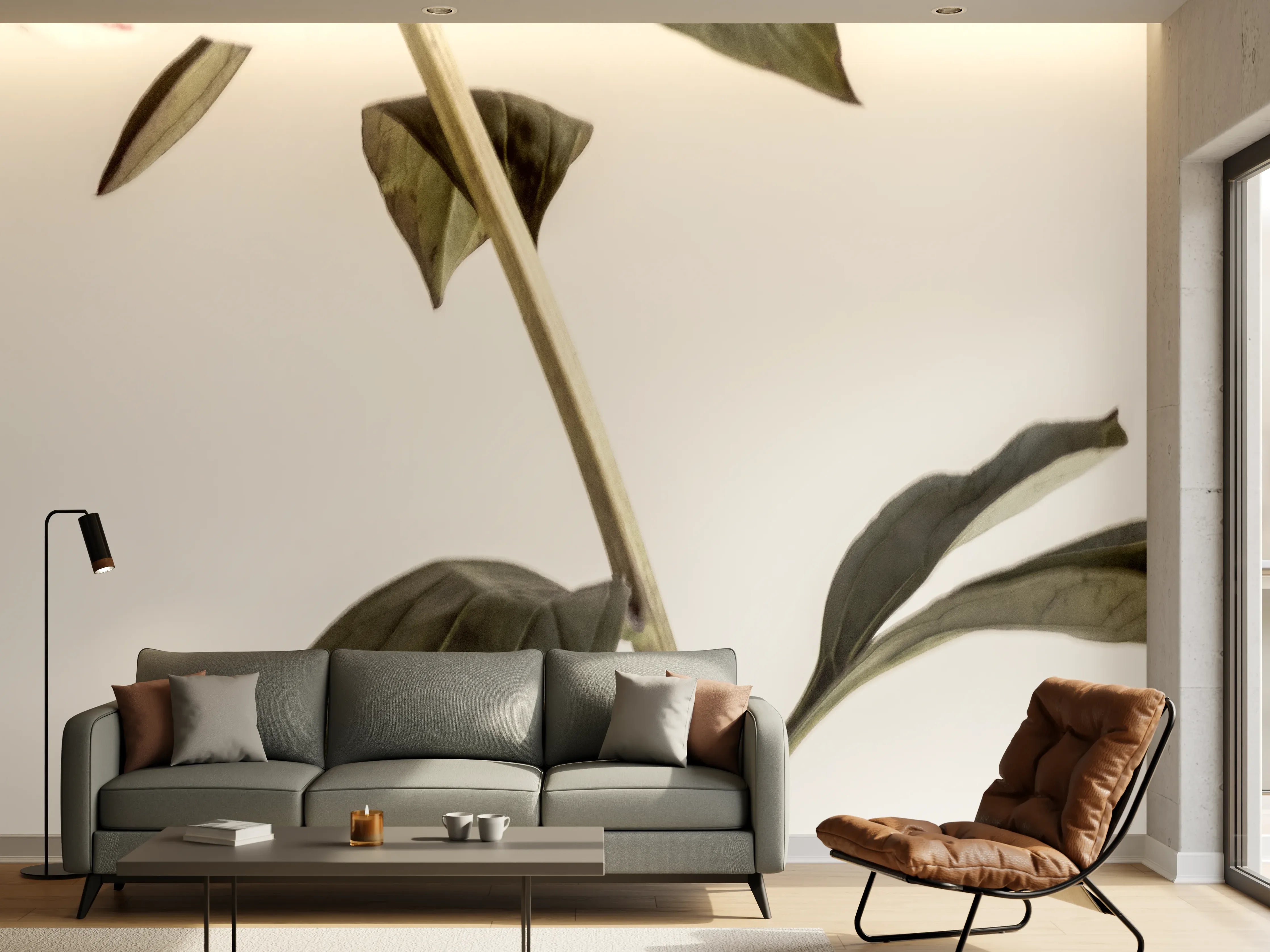 Wandverkleidung Wohnzimmer - Elegante Blume in Nahaufnahme