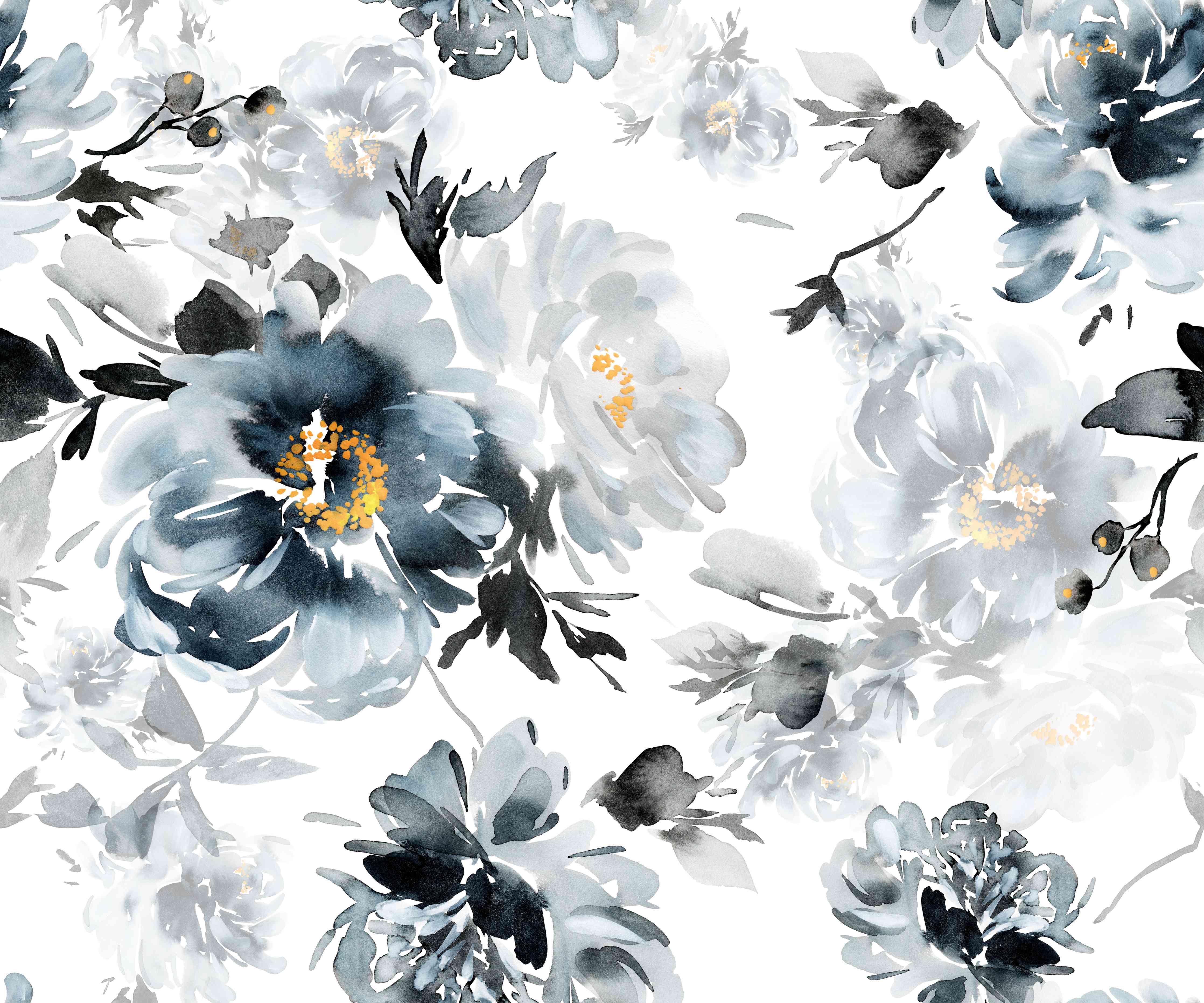 Wandverkleidung Wohnzimmer-Elegante Blumenmuster in Grau und Weiß