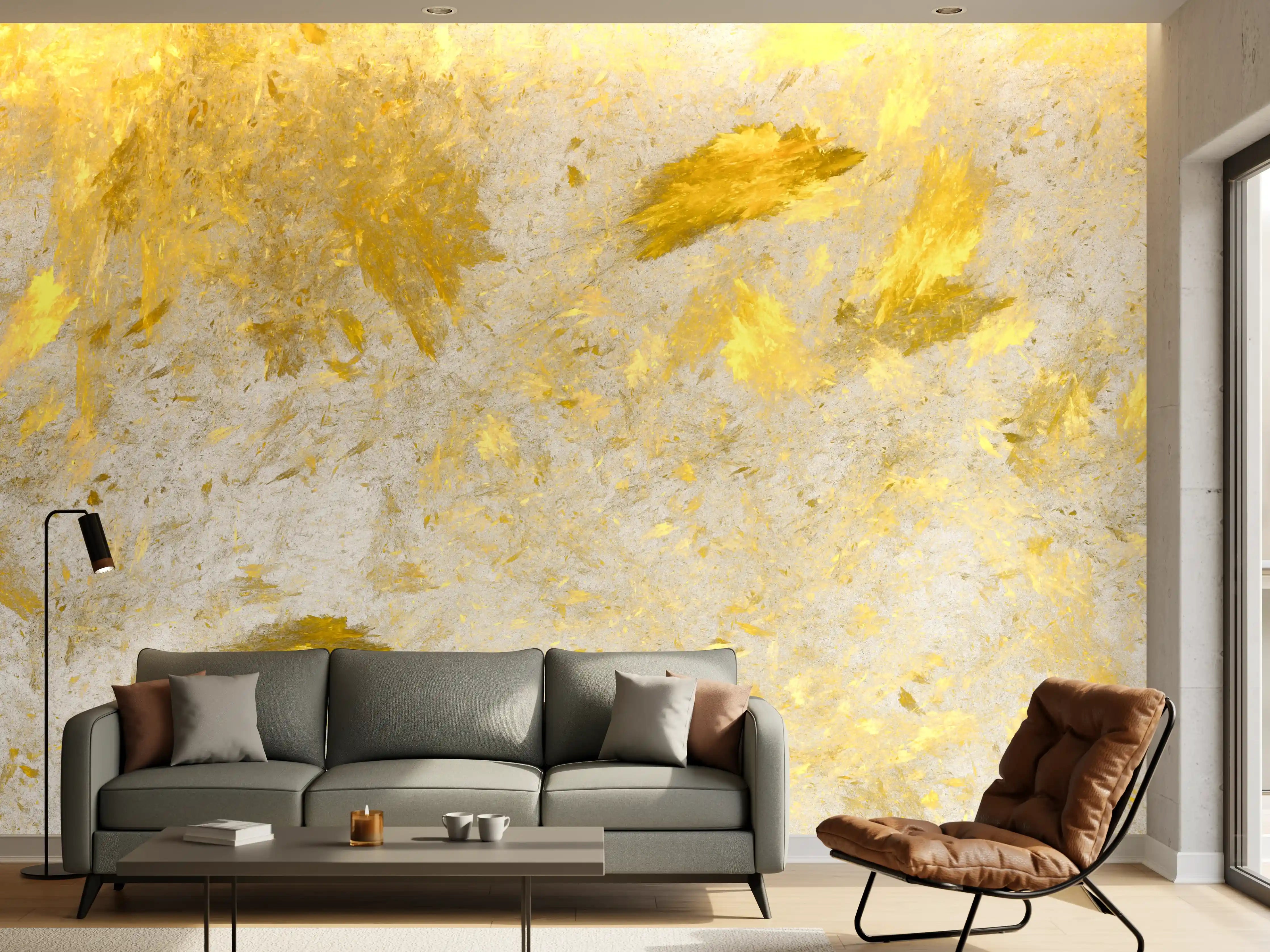 Wandverkleidung Wohnzimmer - Elegante Gold- und Grau-Textur