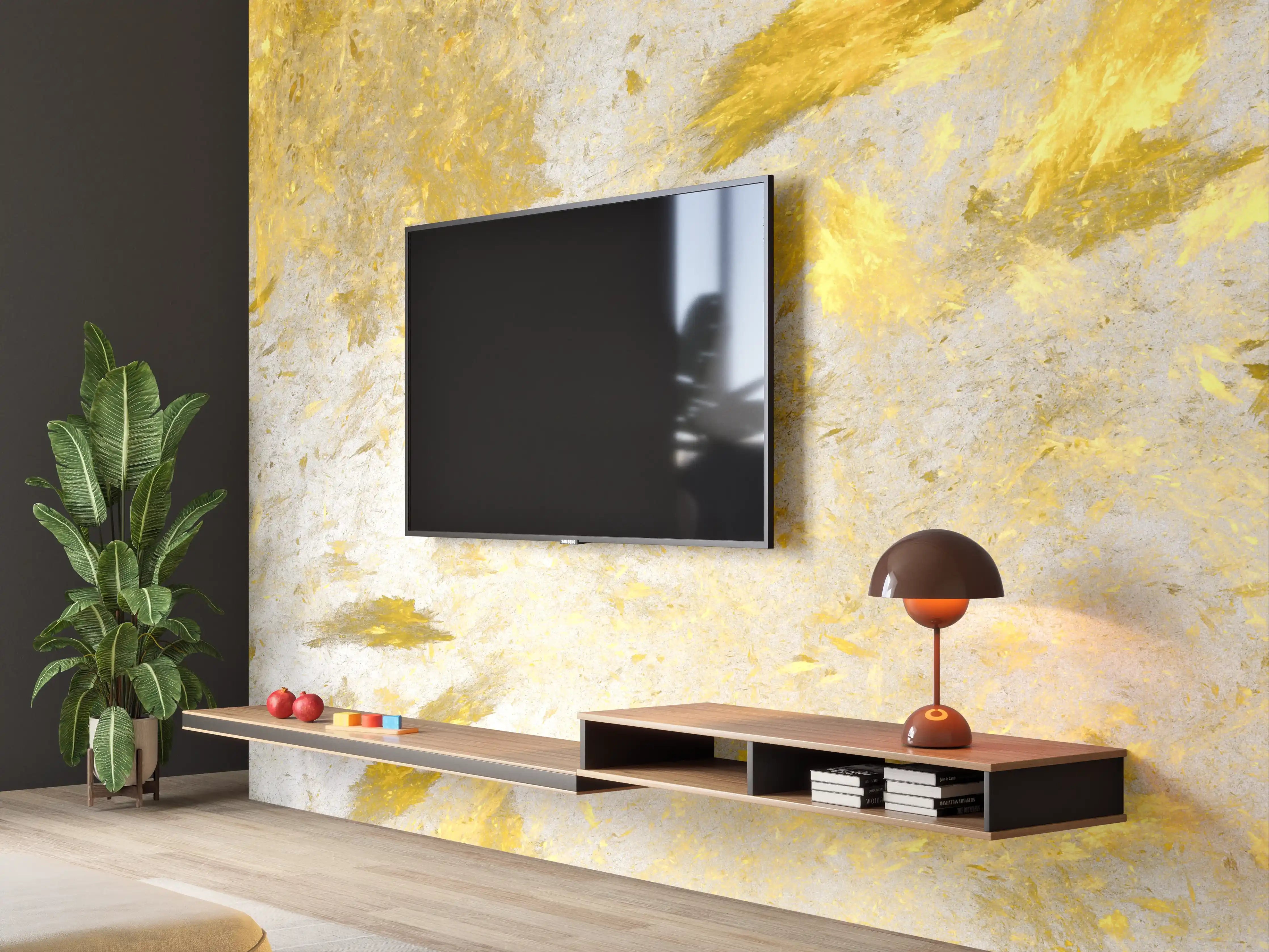 Wandverkleidung Wohnzimmer - Elegante Gold- und Grau-Textur