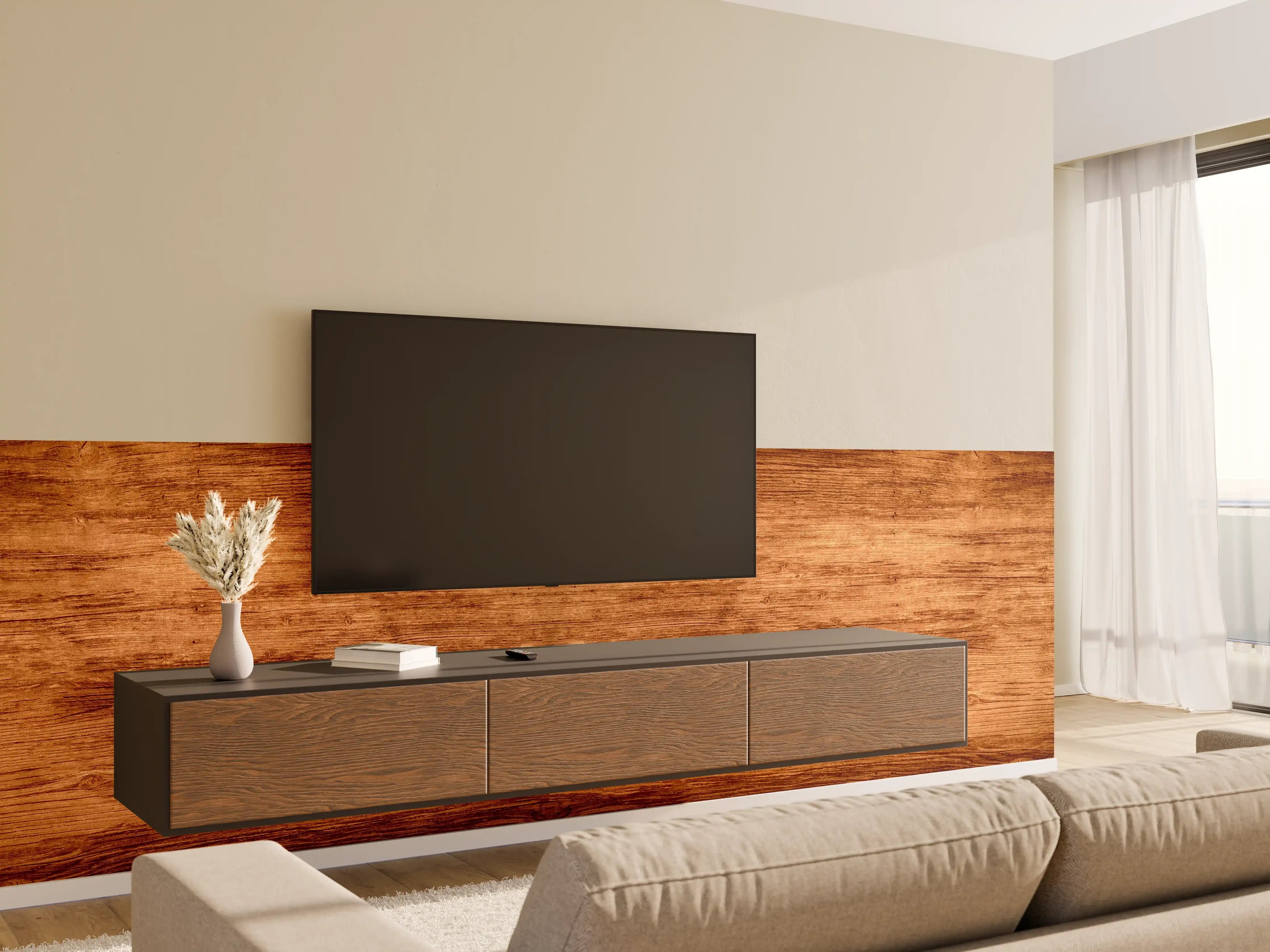 Wandverkleidung Wohnzimmer - Elegante Grautöne für stilvolle Holzoptik