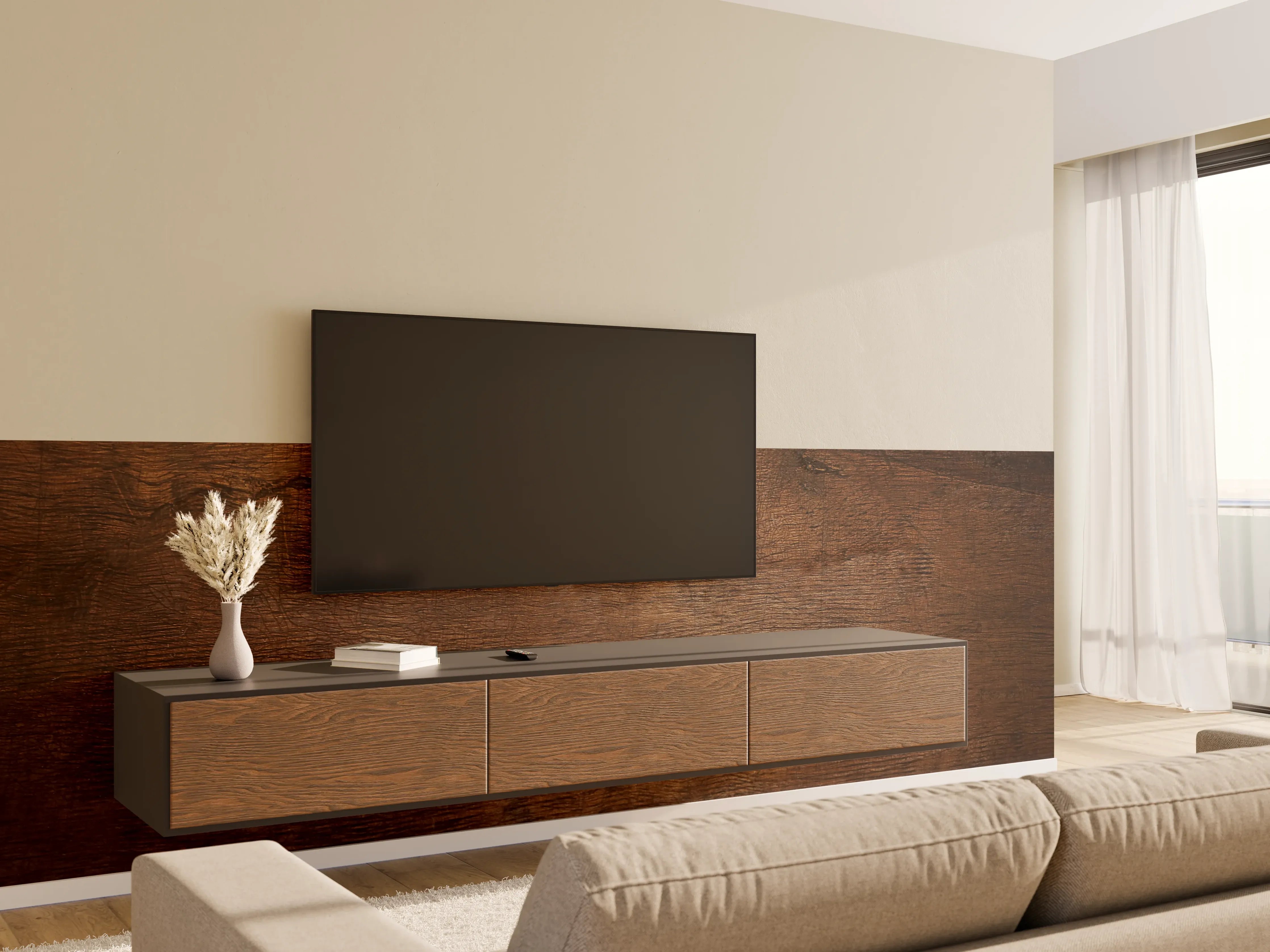 Wandverkleidung Wohnzimmer - Elegante Holzoptik für Ihr Zuhause