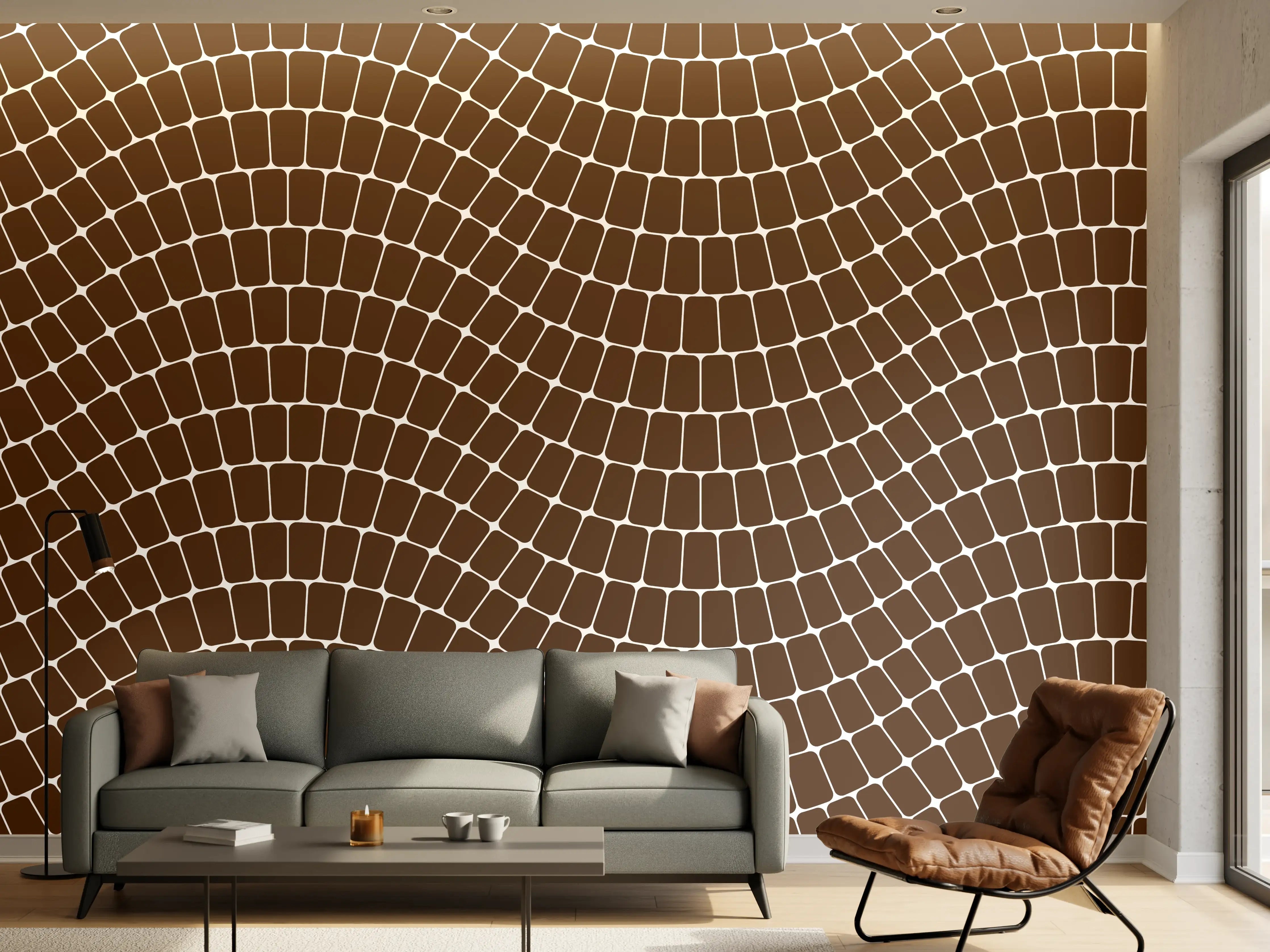 Wandverkleidung Wohnzimmer - Elegante Mosaikfliesen in Braun