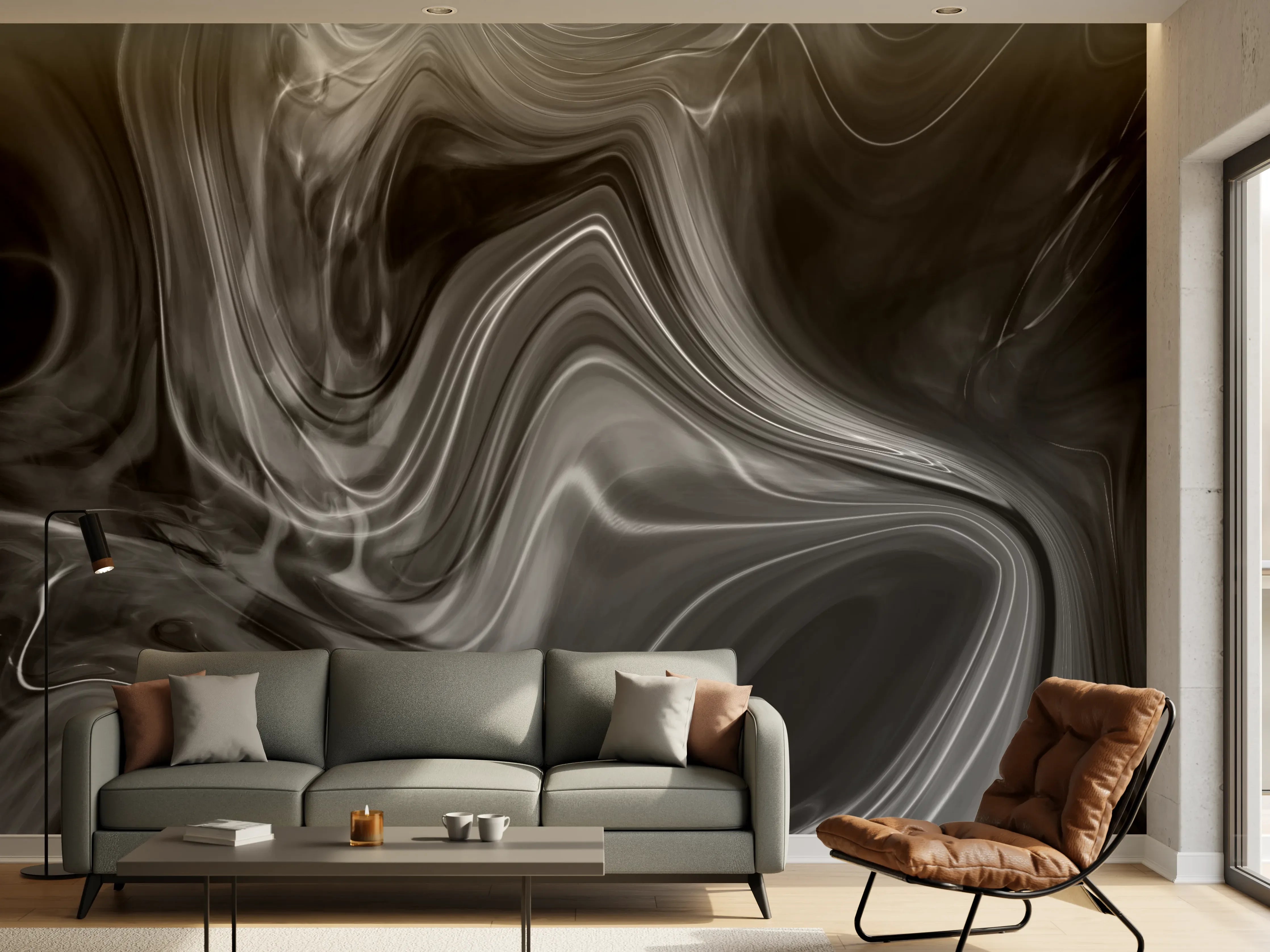 Wandverkleidung Wohnzimmer - Elegante Schwarzweiß-Marmoroptik