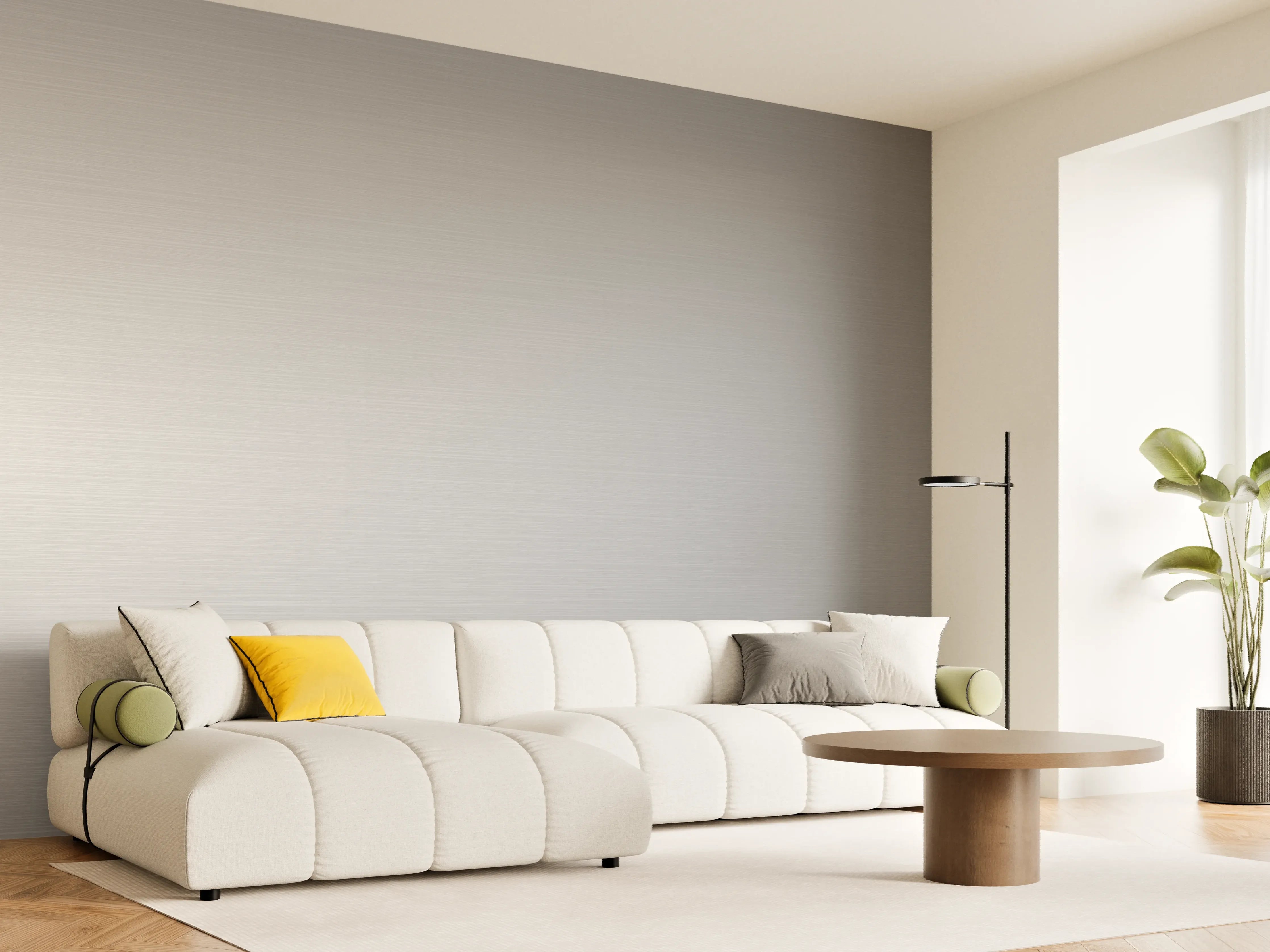 Wandverkleidung Wohnzimmer - Elegante Silber-Metalltextur