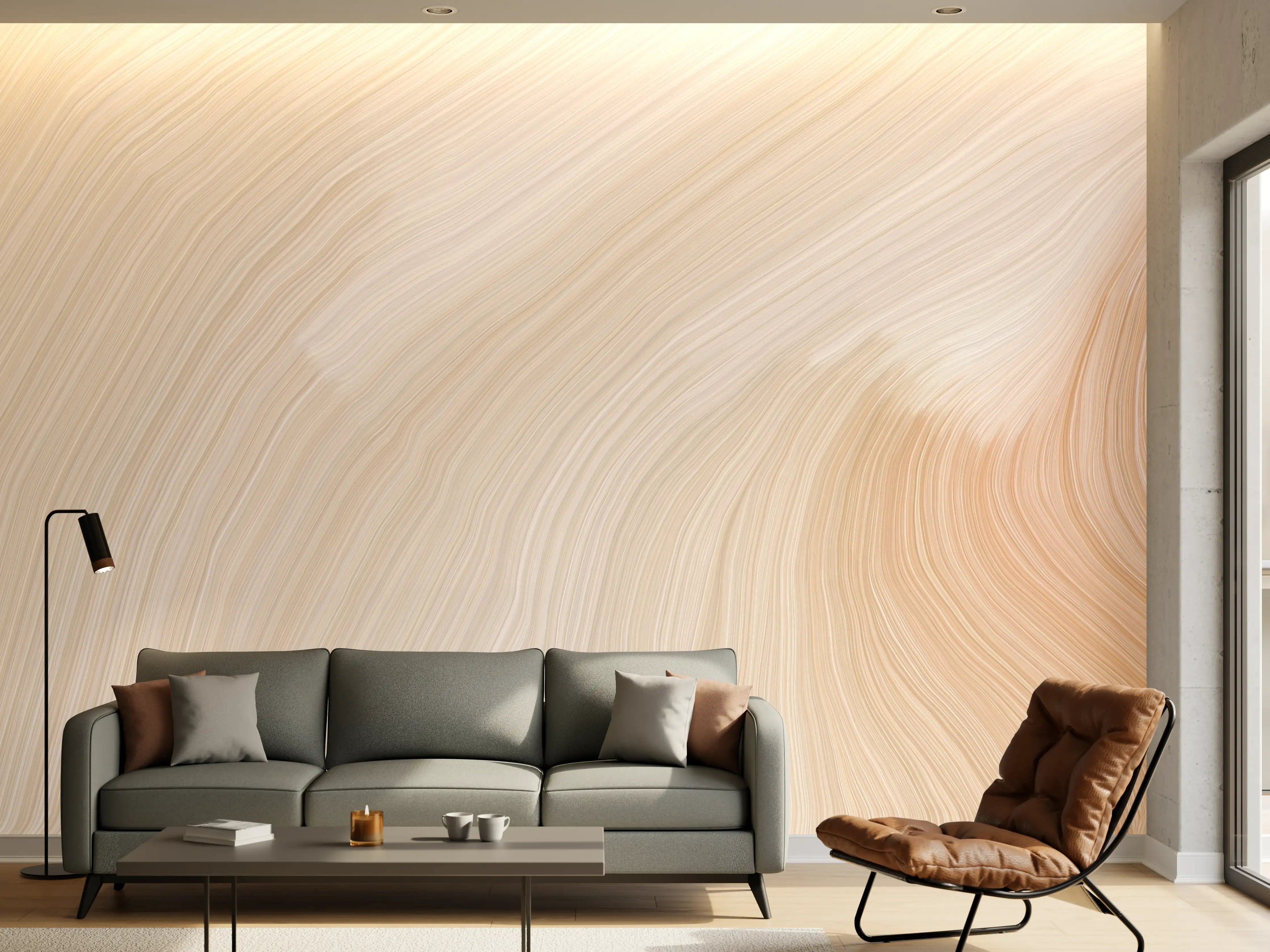 Wandverkleidung Wohnzimmer - Elegante beige Fliesenfläche