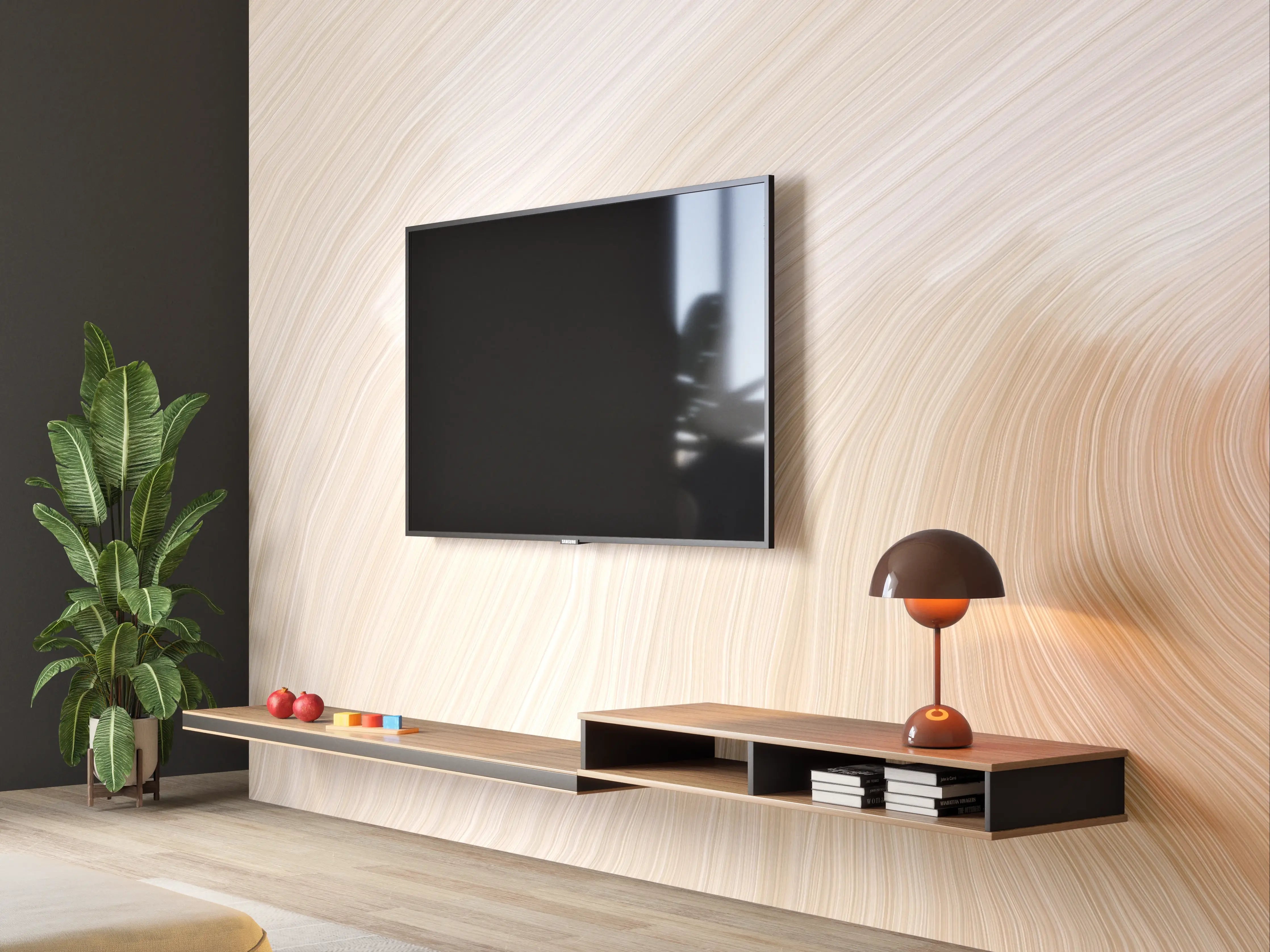 Wandverkleidung Wohnzimmer - Elegante beige Fliesenfläche